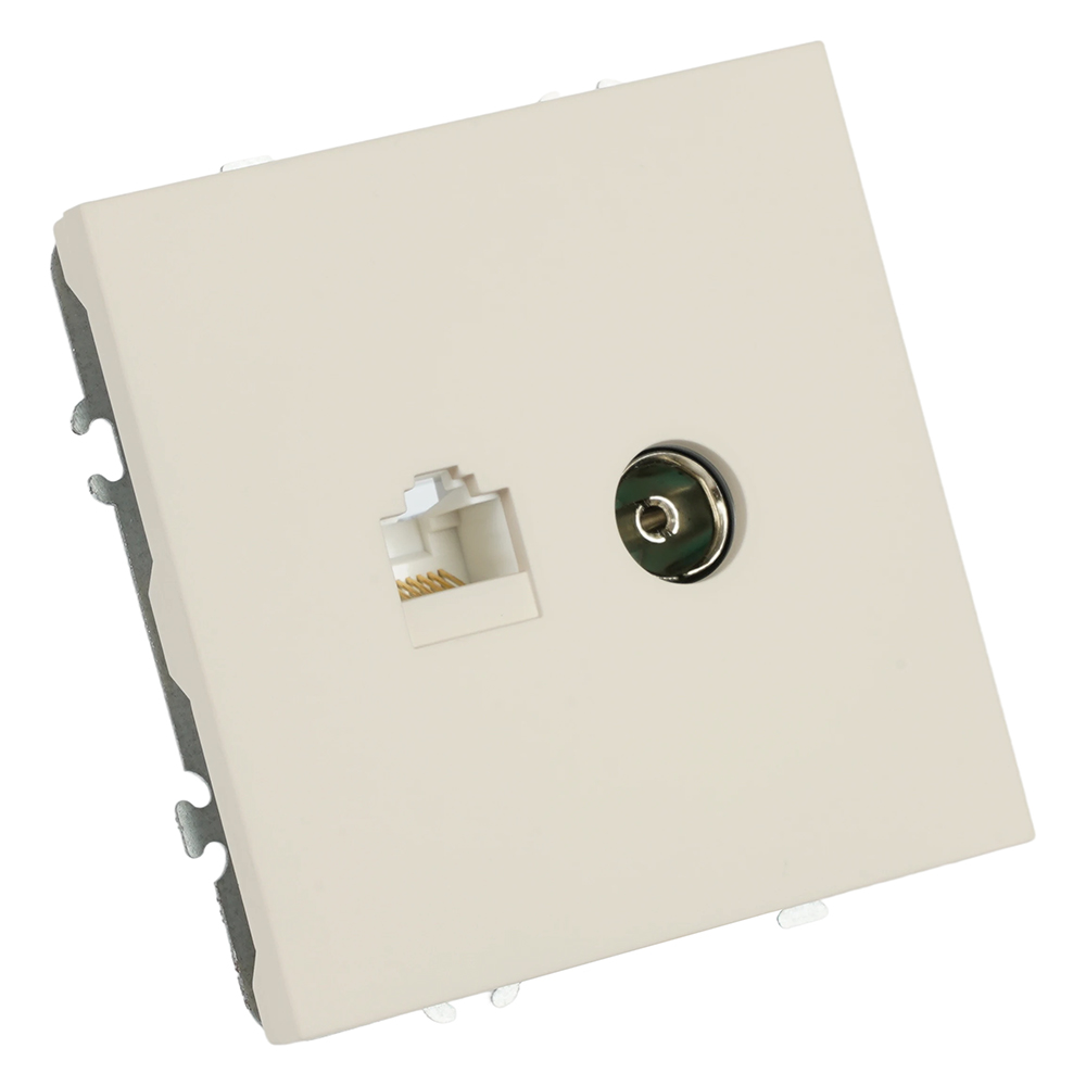 Розетка TV + компьютерная RJ-45 (механизм), STEKKER, серия Эмили, RST00-5106-08, кашемир, soft touch