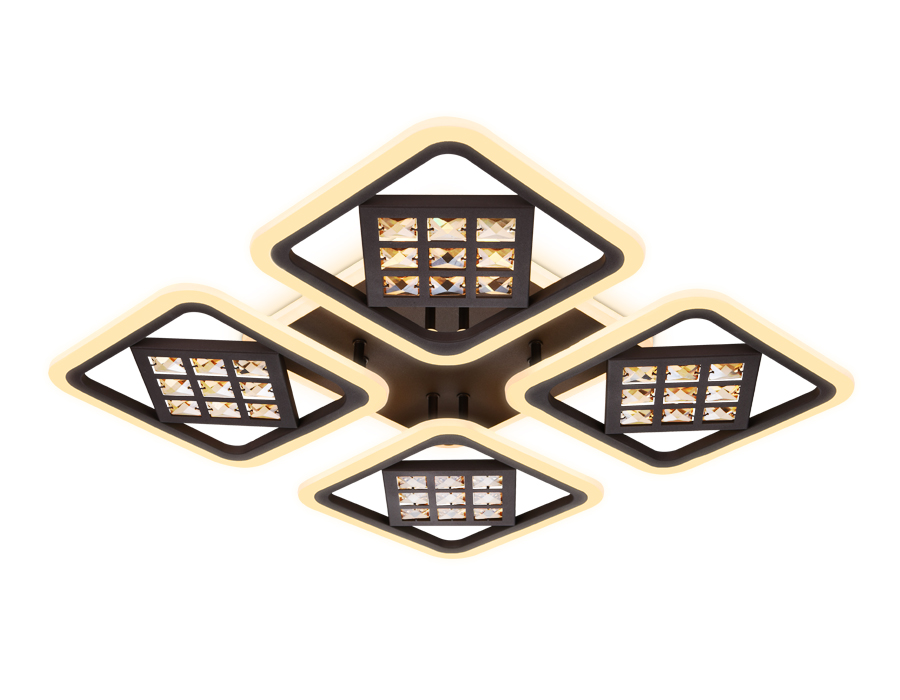 Потолочный светодиодный светильник Ambrella с пультом FA287 кофе/янтарь 116W 750*750*80