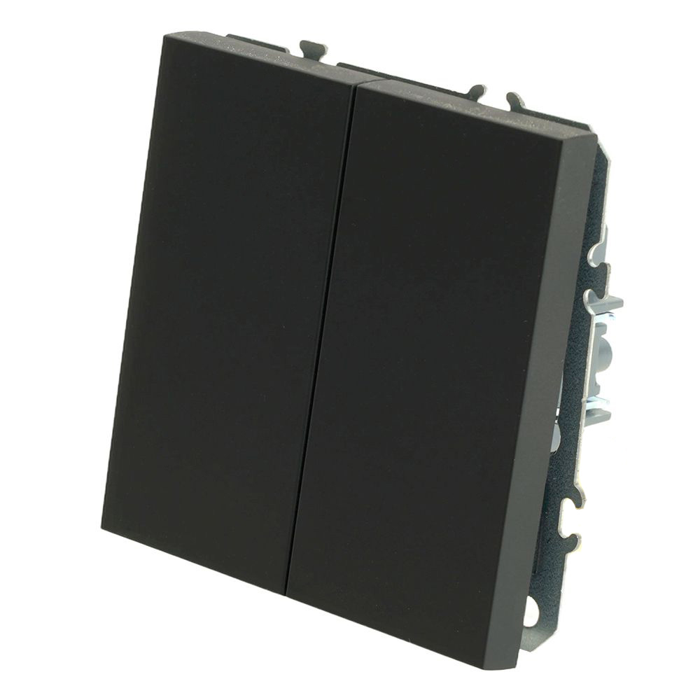 Переключатель перекрестный 2-клавишный (механизм), STEKKER, 250В, 10А, серия Эмили, RSW10-5111-01, черный уголь, soft touch