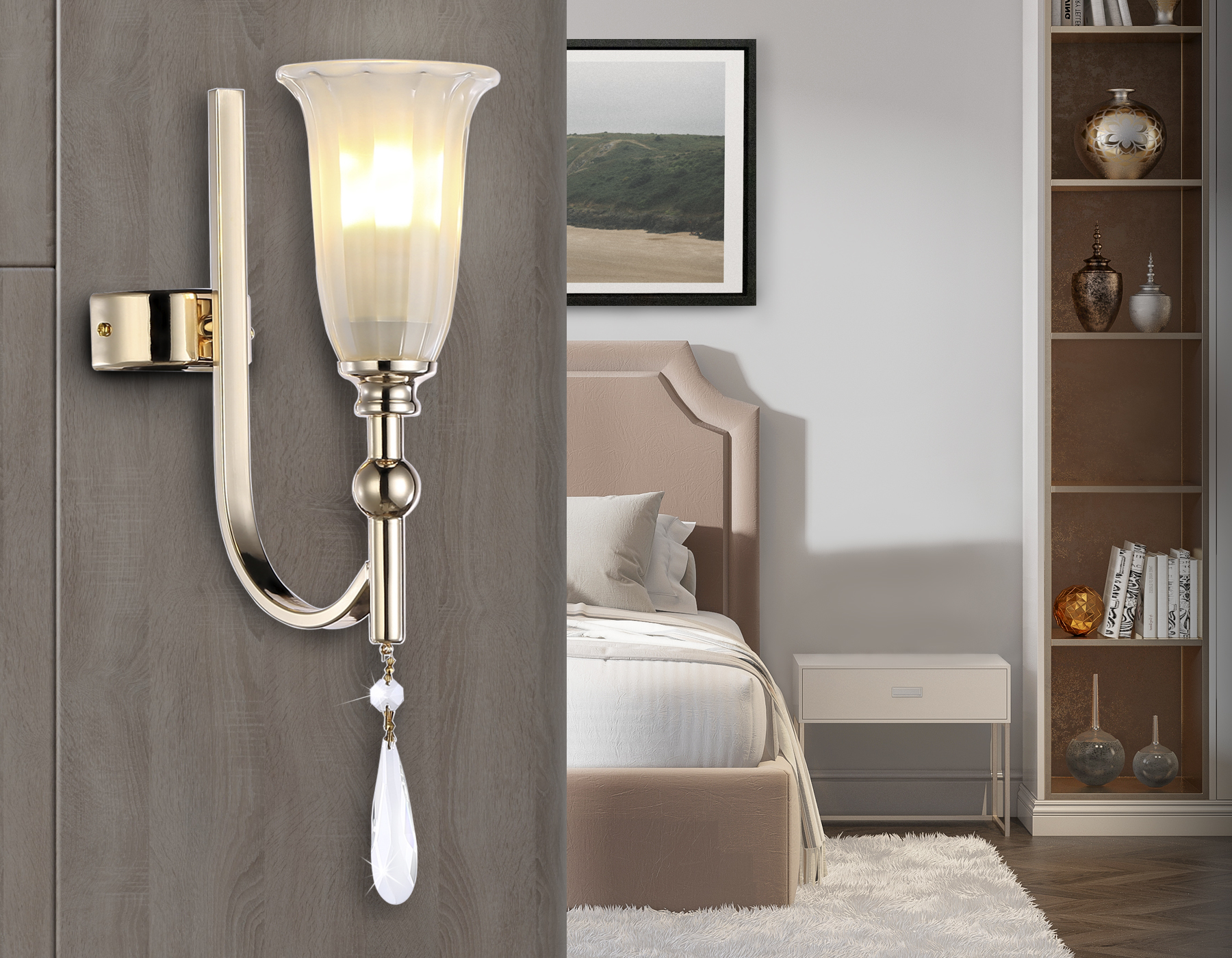 Настенный светильник TR3254 GD/FR золото/белый матовый E14 max 40W 375*100*225