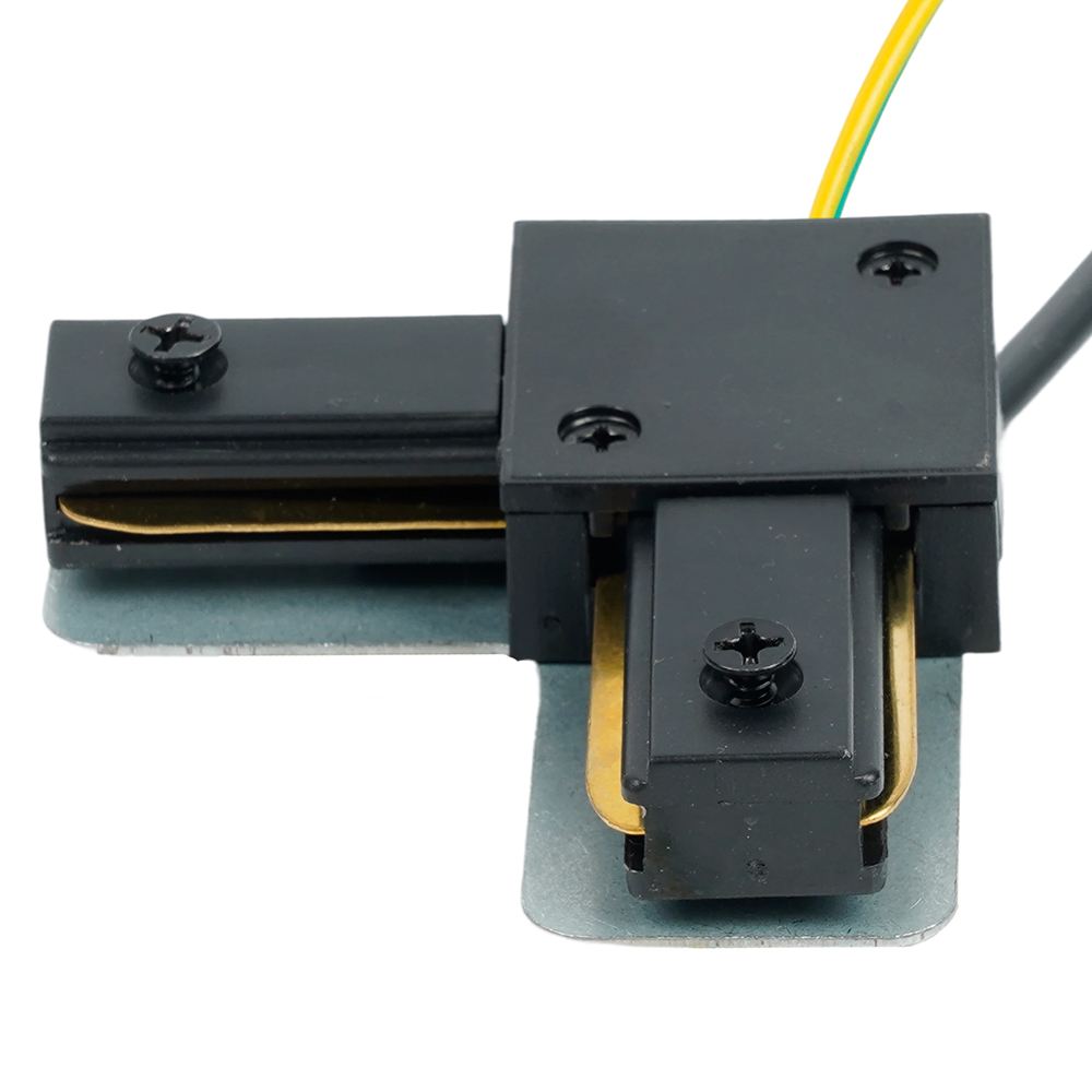 Коннектор угловой однофазный для шинопровода с проводом, черный, LD1021С