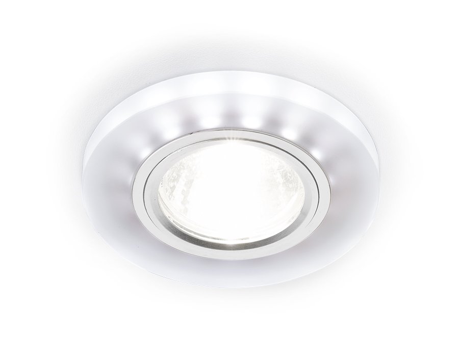 Встраиваемый светильник Ambrella S214 WH/CH/WH матовый/хром/MR16+3W(LED WHITE)