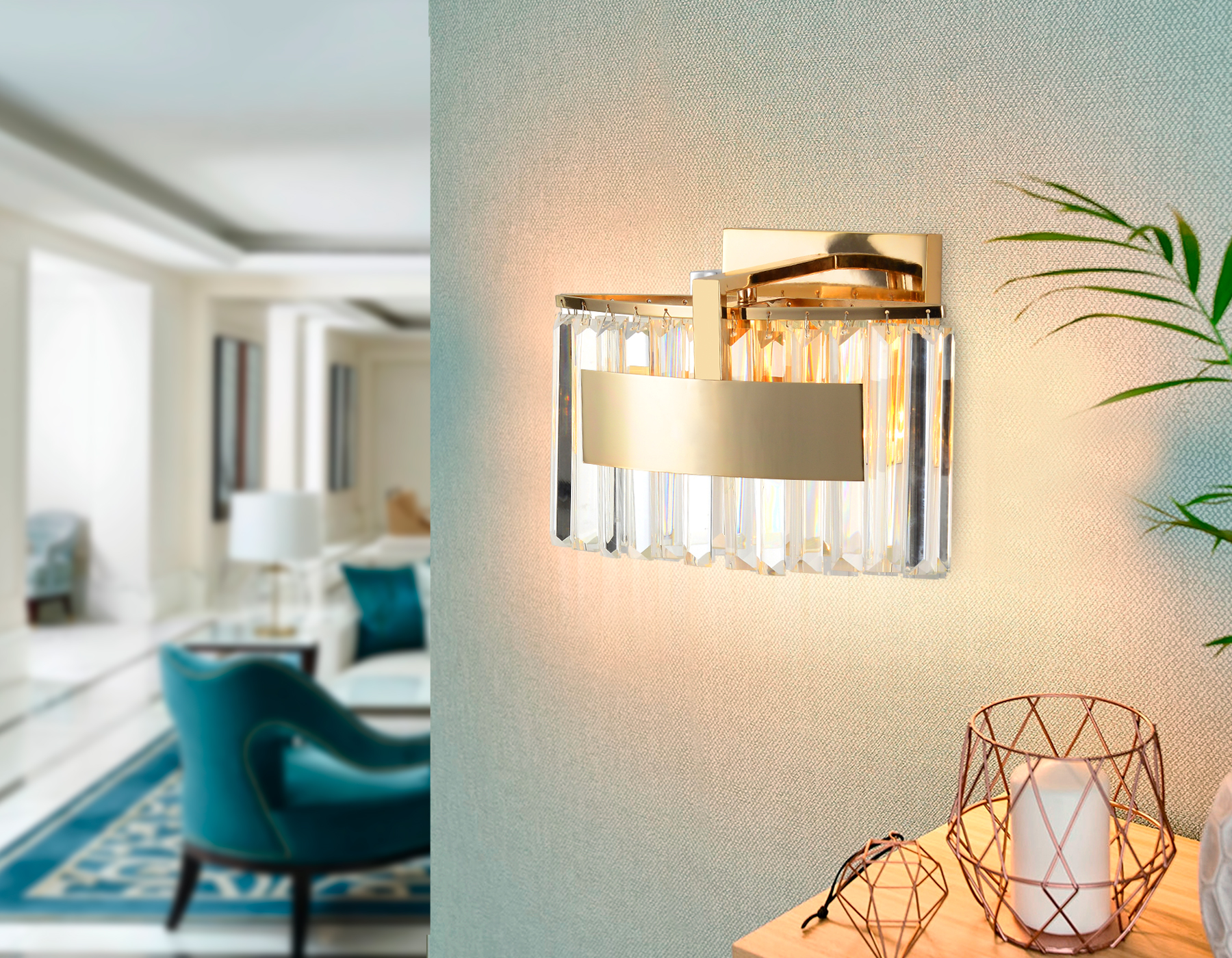 Настенный светильник Ambrella TR5095 GD/CL золото/прозрачный E14 max 40W 348*200*234