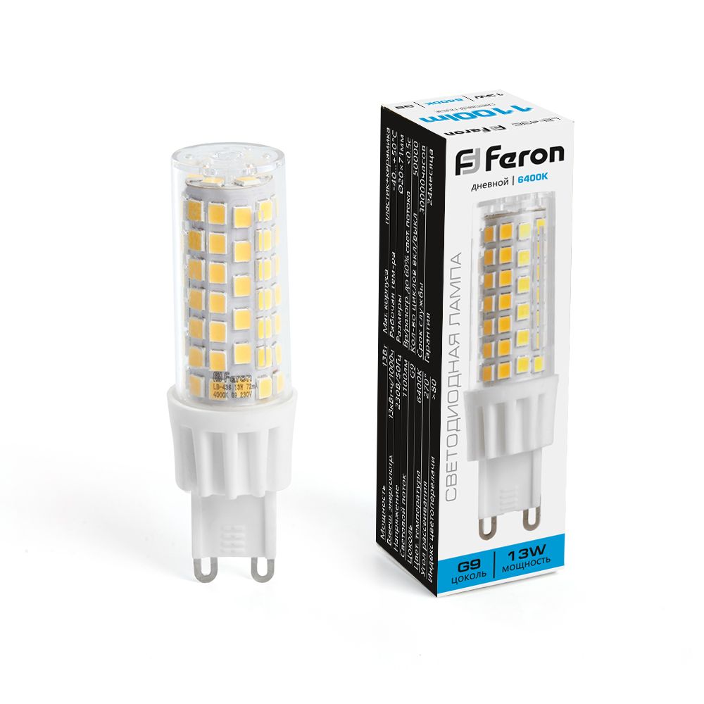 Лампа светодиодная Feron LB-436 G9 13W 6400K Лампа светодиодная Feron LB-436 G9 13W 6400K