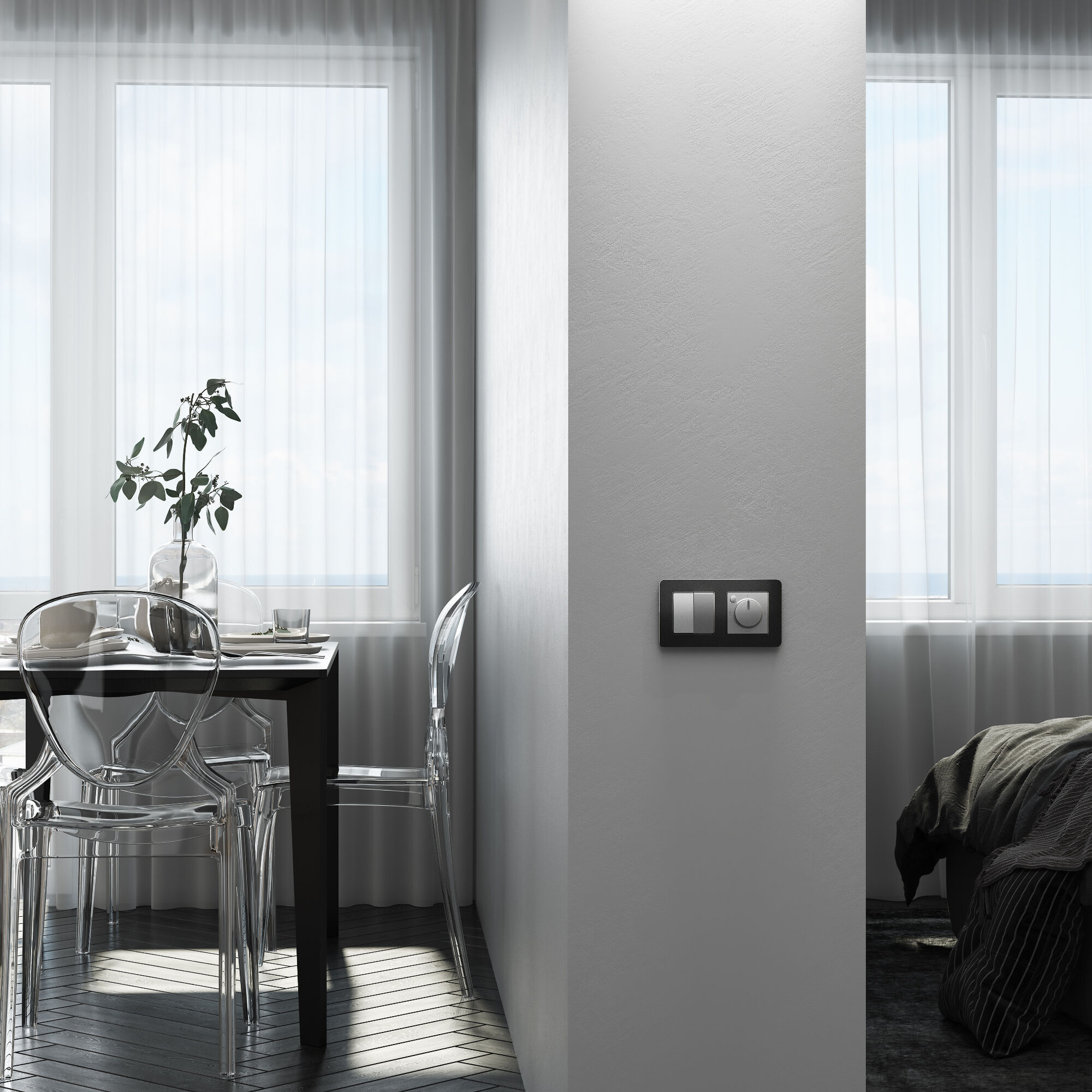 Перекрестный выключатель двухклавишный Werkel (серебряный) W1123008