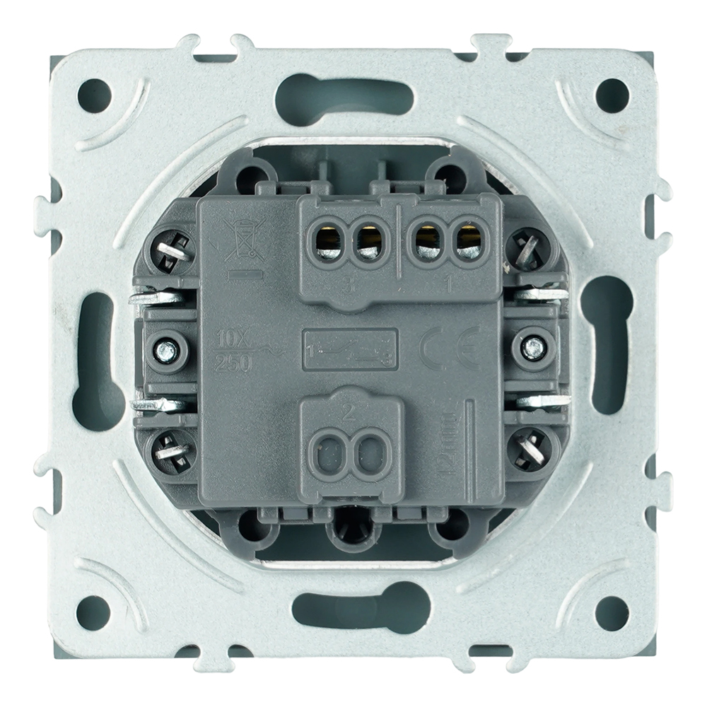 Выключатель 1-клавишный самовозвратный (механизм), STEKKER, 250В, 10А, серия Эмили, RSW10-5112-10, платиново-серый, soft touch