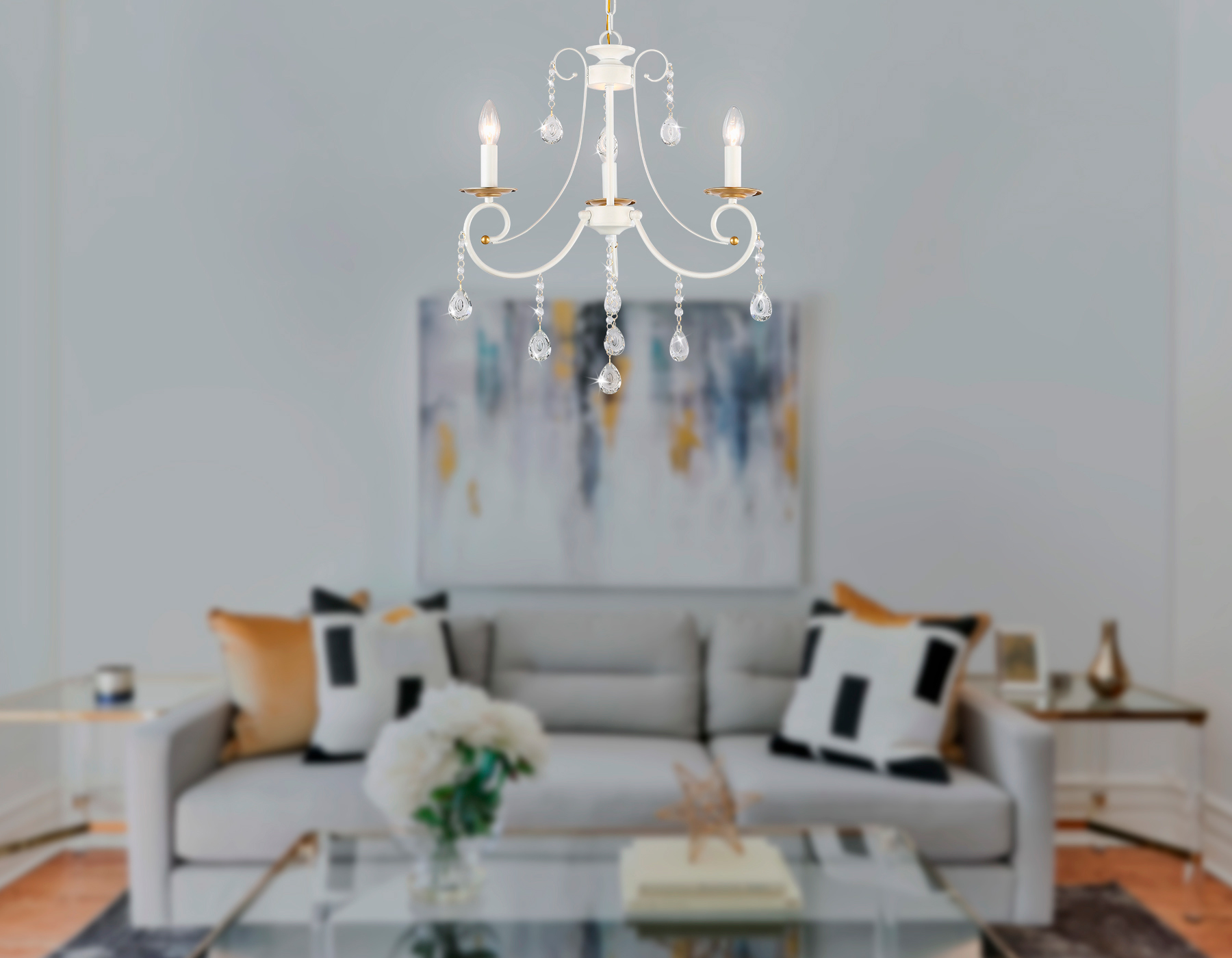 TR4915/3 WH/GD белый/золото E14/3 max 40W D550*860