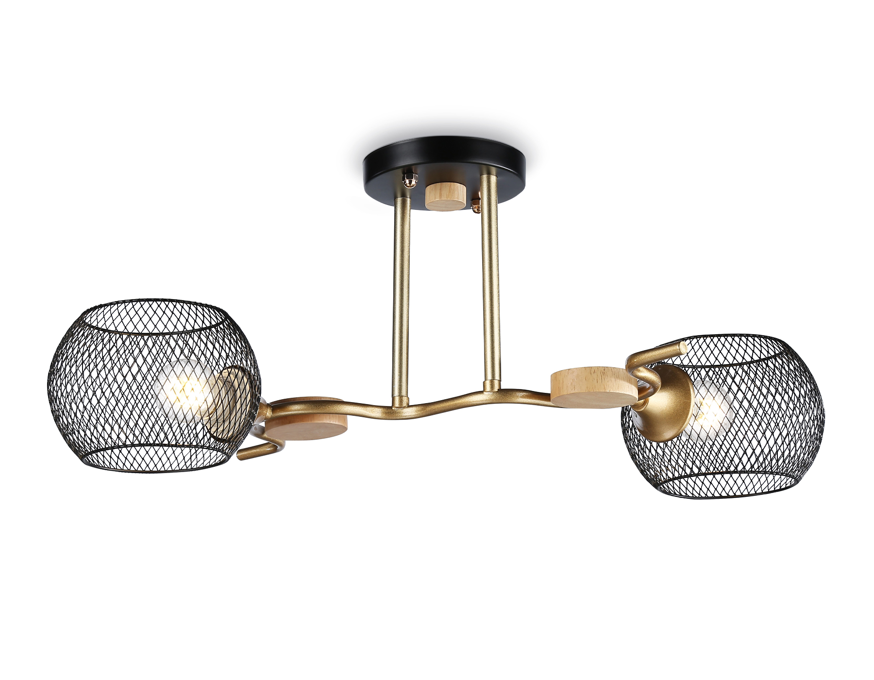 Светильник потолочный Ambrella TR80162/2 BK/GD черный/золото E27/2 max 40W 550*360*220