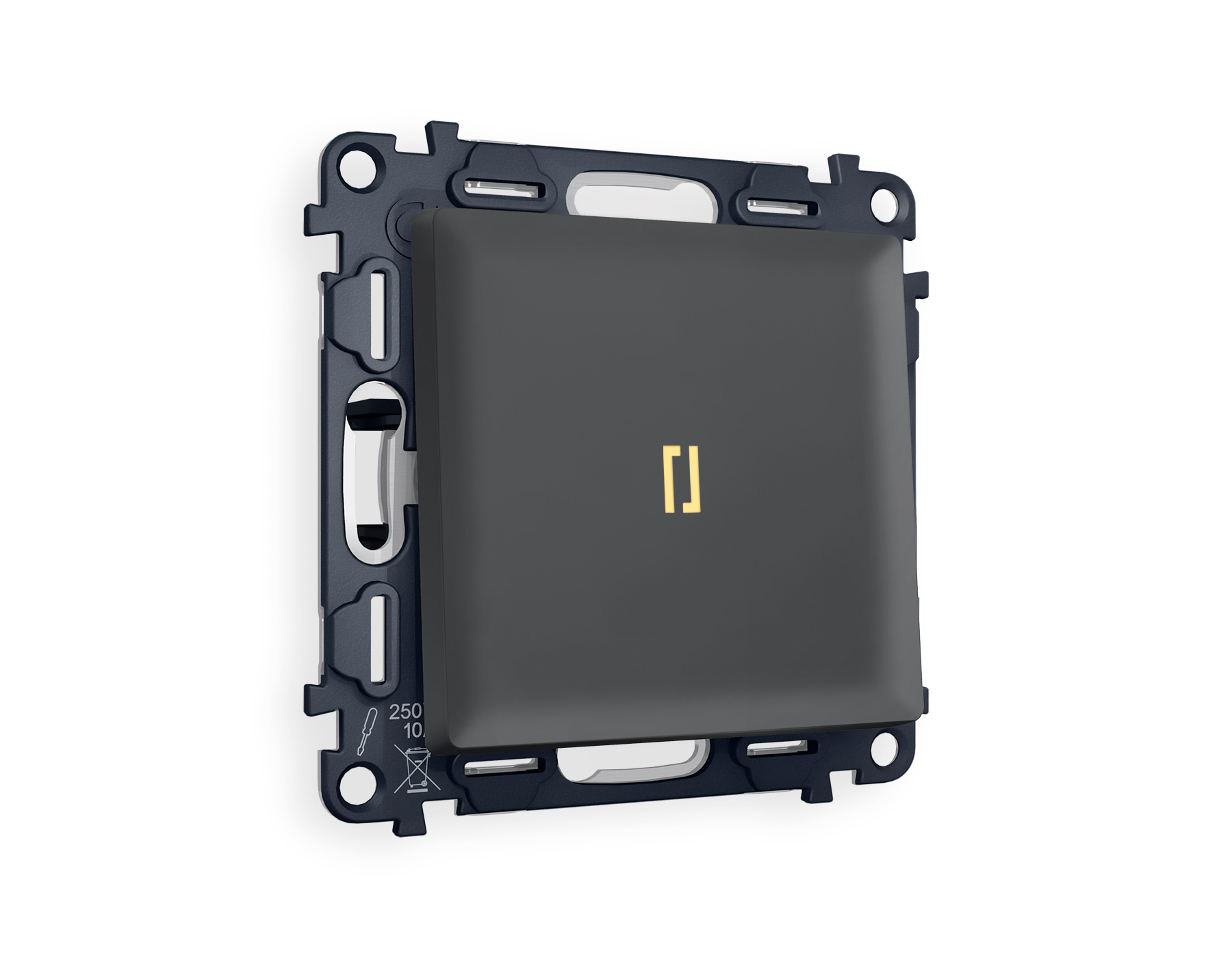 MA902010 Комплект механизма 1-кл выключателя с подсветкой 3200K ALFA Графит мягкое касание QUANT (AP9020, VM101, G11Y)