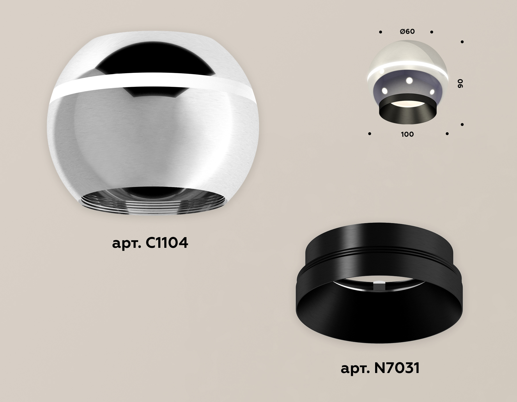 Накладной светильник XS1104001 PSL/PBK серебро полированное/черный полированный MR16 GU5.3 LED 3W 4200K (C1104, N7031)