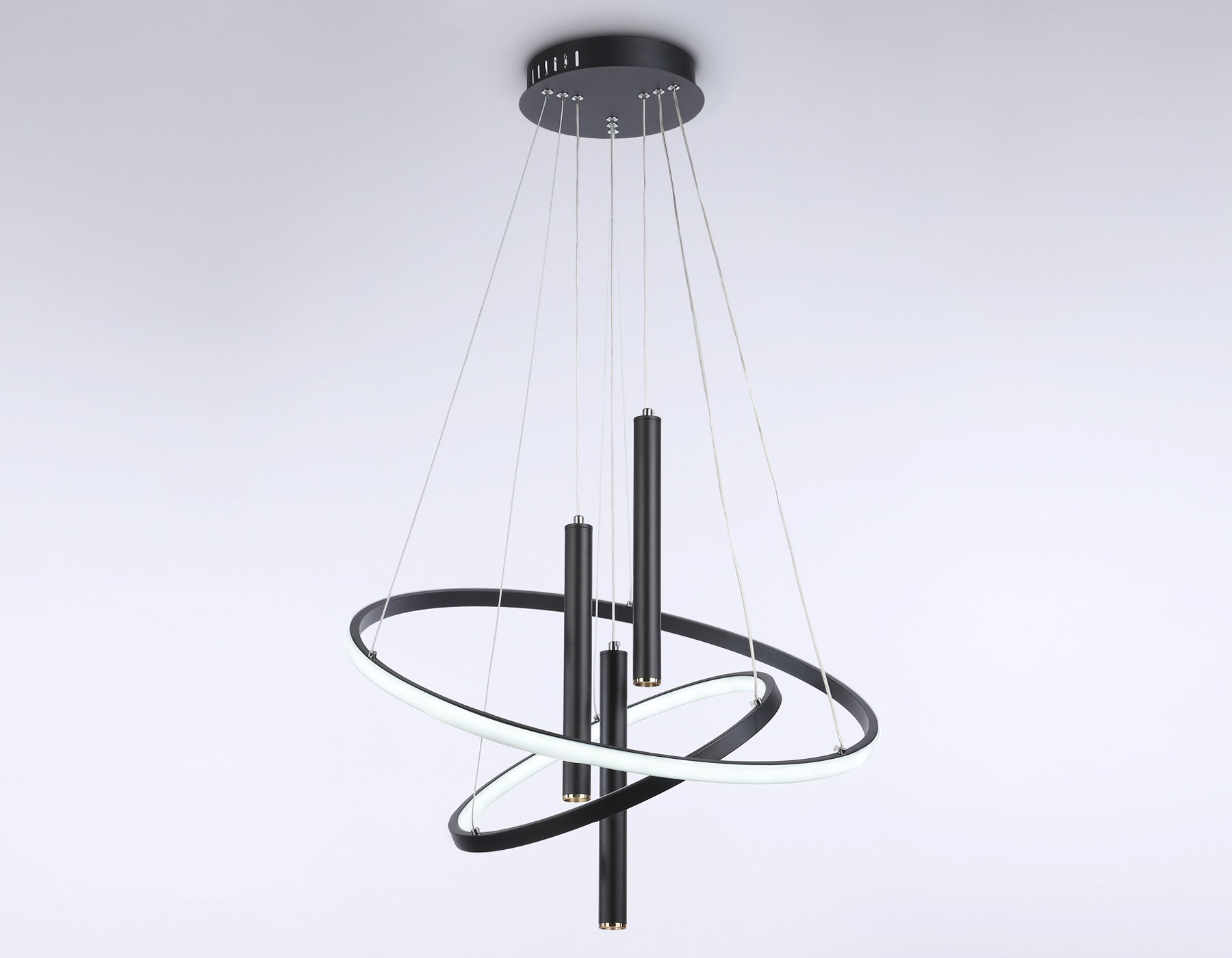 Подвесной LED светильник FL5372/2+3 BK черный 93W 3000K/4200K/6400K+4200K D600/400*1200 (ПДУ ИК)