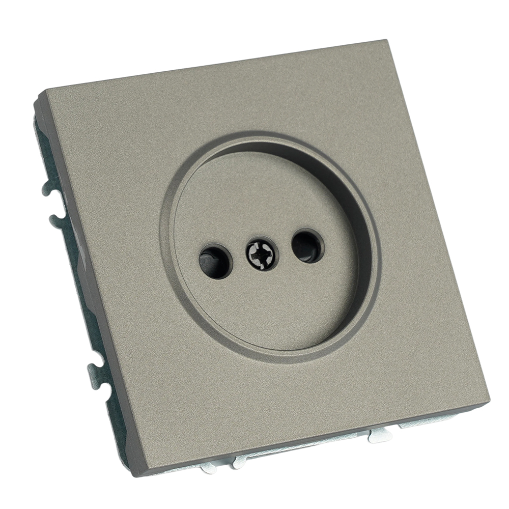 Розетка 1-местная с защитной шторкой (механизм), STEKKER,  б/з, 250В, 16А, серия Эмили, RST16-5109-09, антрацит, soft touch