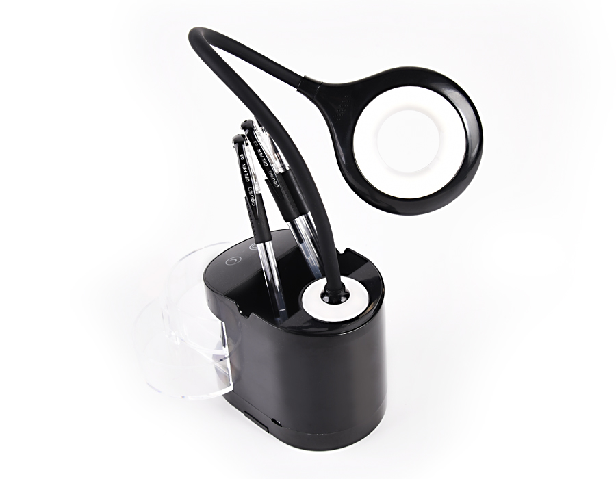 Настольная светодиодная лампа со встроенной аккумулятороной батареей и органайзером Ambrella DE562 BK черный LED 4200K 4W