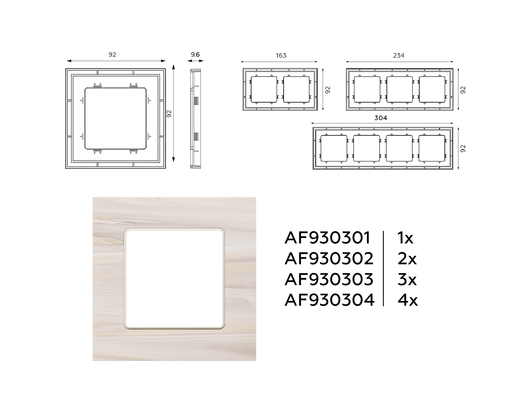 AF930301 Рамка ALFA Grand (Бежевый мрамор) 1-ая