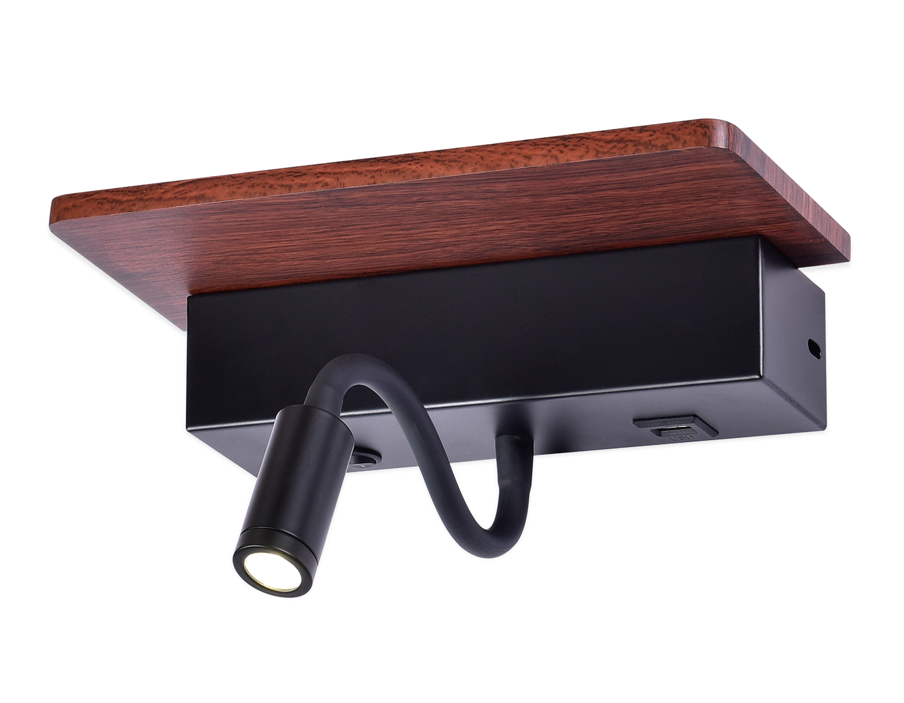 Настенный LED светильник FW291 BK/DW черный/темное дерево LED 4200K+3000K 6W+1W 265*110*130