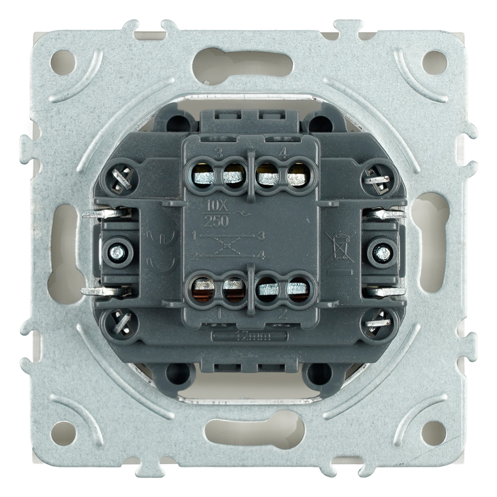 Переключатель перекрестный 1-клавишный (механизм), STEKKER, 250В, 10А, серия Эмили, RSW10-5110-08, кашемир, soft touch