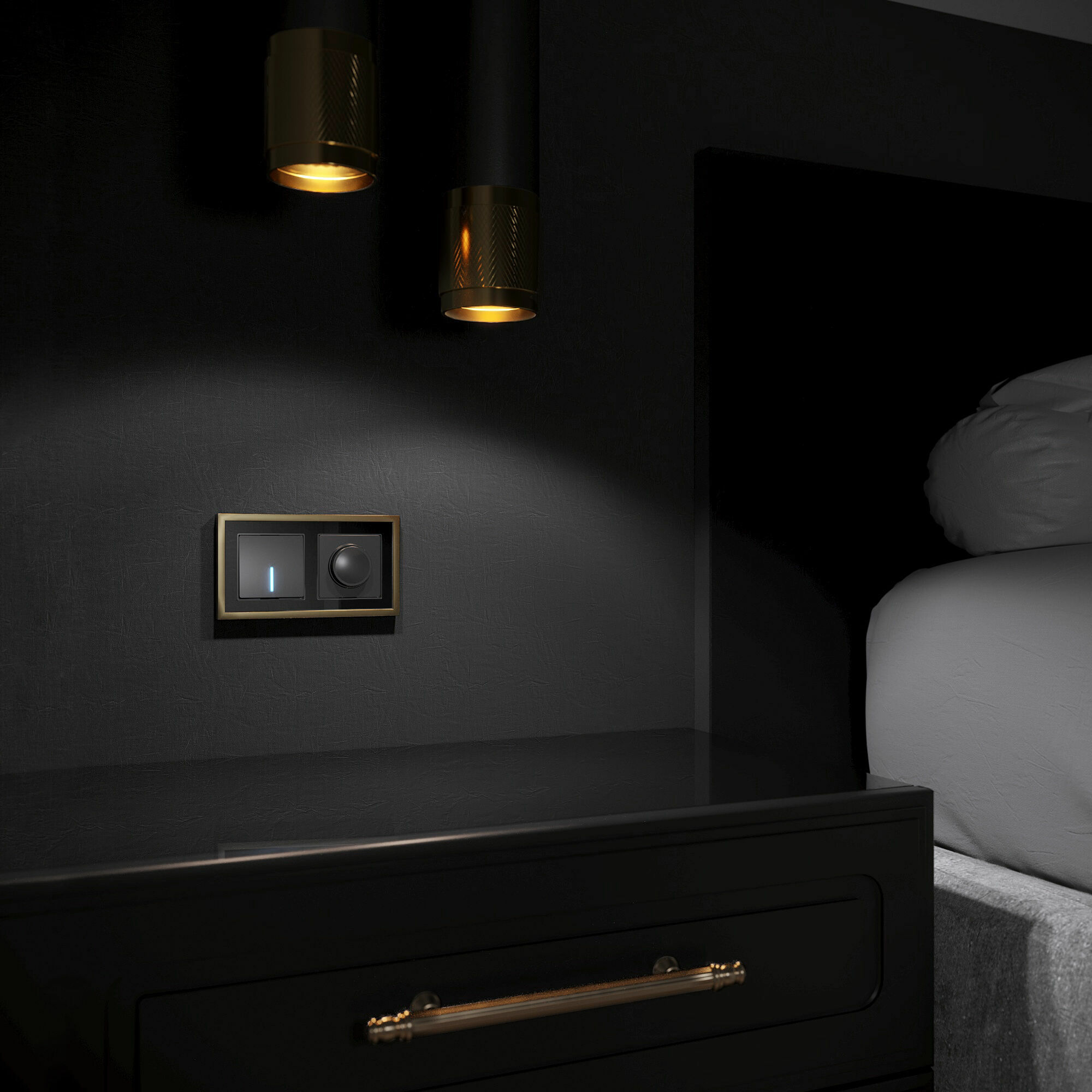 Рамка на 2 поста Baguette Werkel (черный/латунь) W0022852