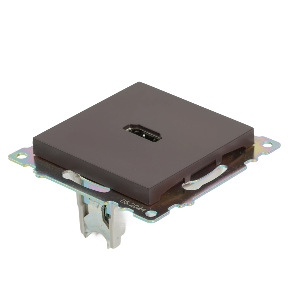 Розетка HDMI 2.1, Type A (механизм), STEKKER GLS00-7118-04, серия Катрин, шоколад