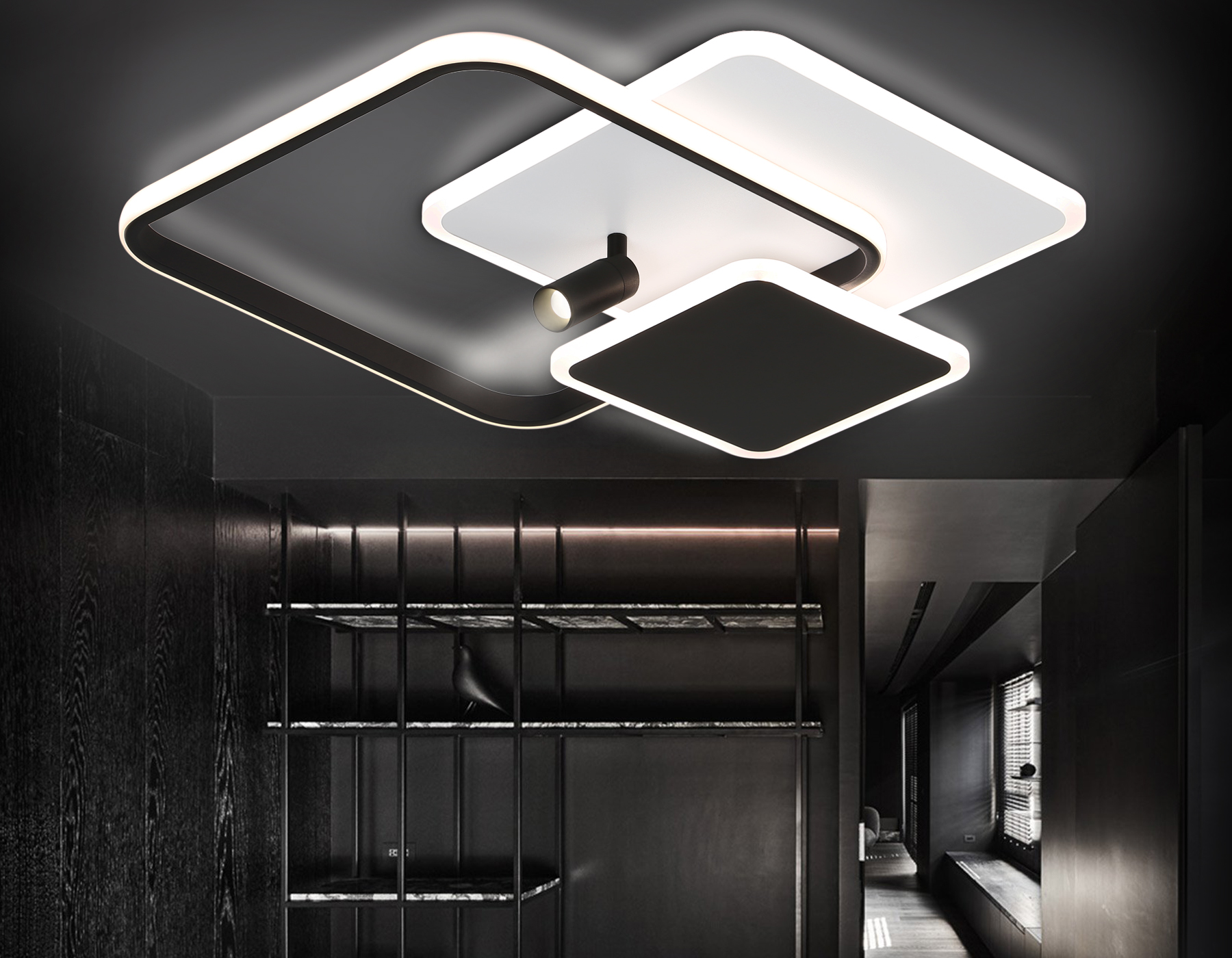 Потолочный LED светильник LED светильник FL5120/3+1 WH/BK 83W белый/черный 3000K/4200K/6400K+4200K 517*482*110 (ПДУ ИК)