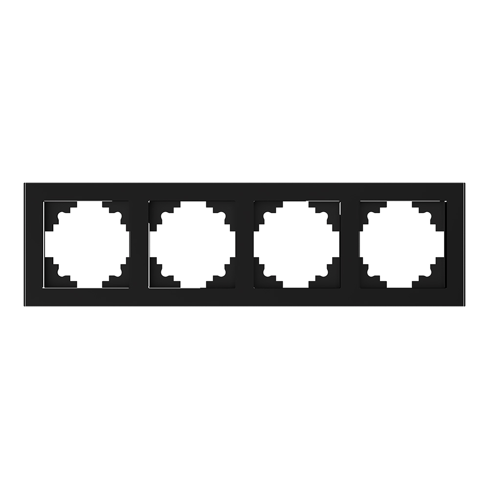 Рамка горизонтальная 4-местная STEKKER GFR00-7004-05, серия Катрин, черный