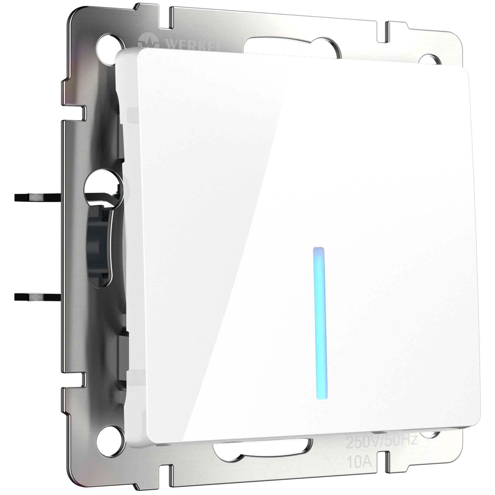 Выключатель одноклавишный проходной с подсветкой WERKEL (белый) WL01-SW-1G-2W-LED / W1112101 / a030765