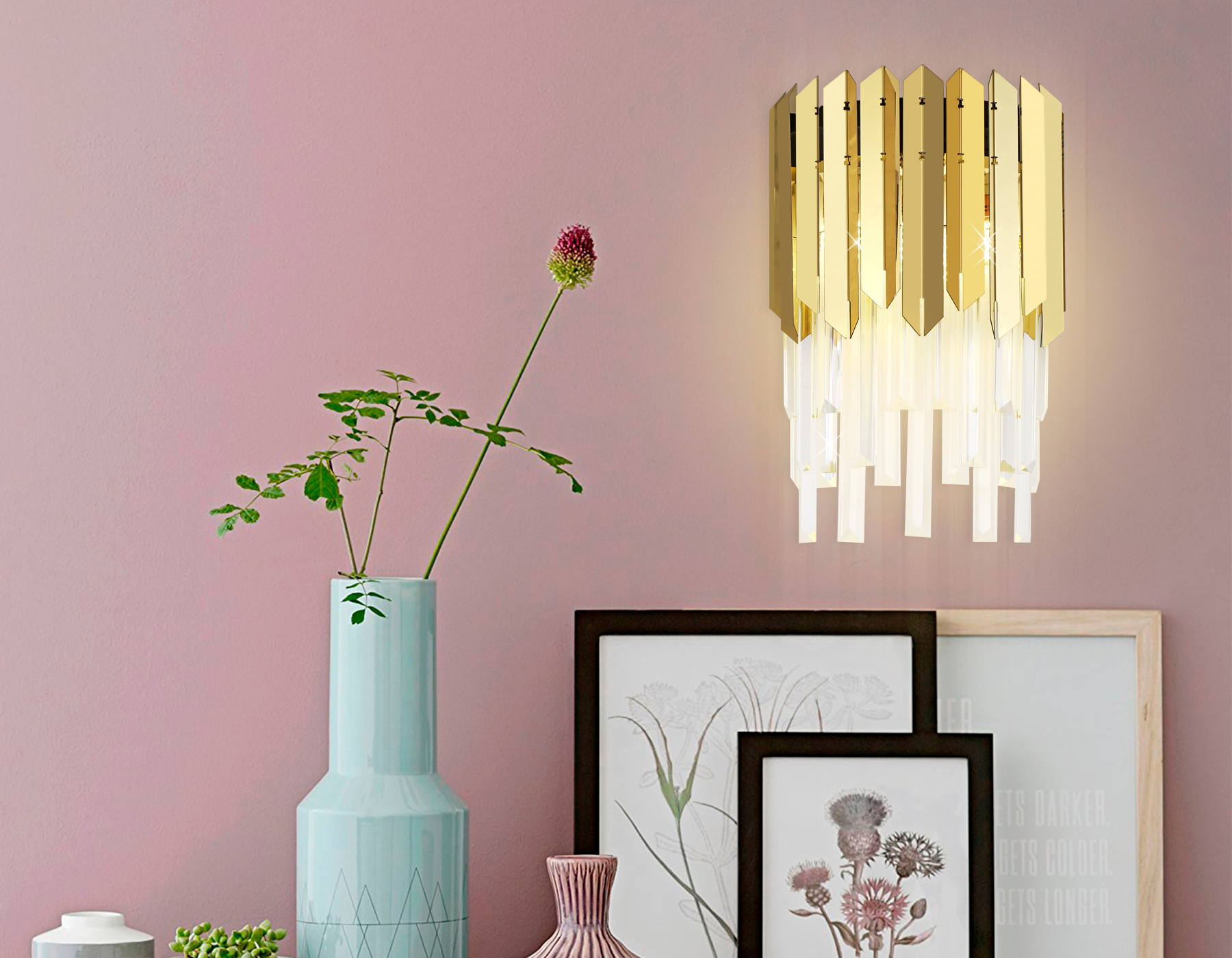 Настенный светильник с хрусталем Ambrella TR5289/2 GD/CL золото/прозрачный E14/2 max 40W 370*220*110