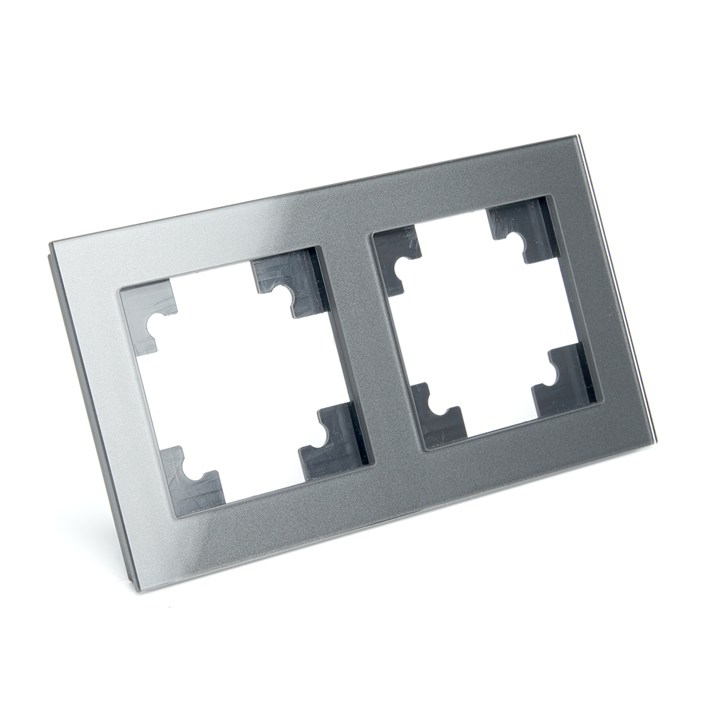 Рамка горизонтальная 2-местная,STEKKER, GFR00-7002-06,  серия Катрин, графит