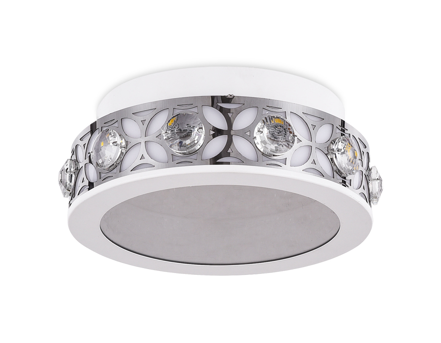 Настенно-потолочный светодиодный светильник  Ambrella с хрусталем FA9420 WH/CH белый/хром 3000K 16W