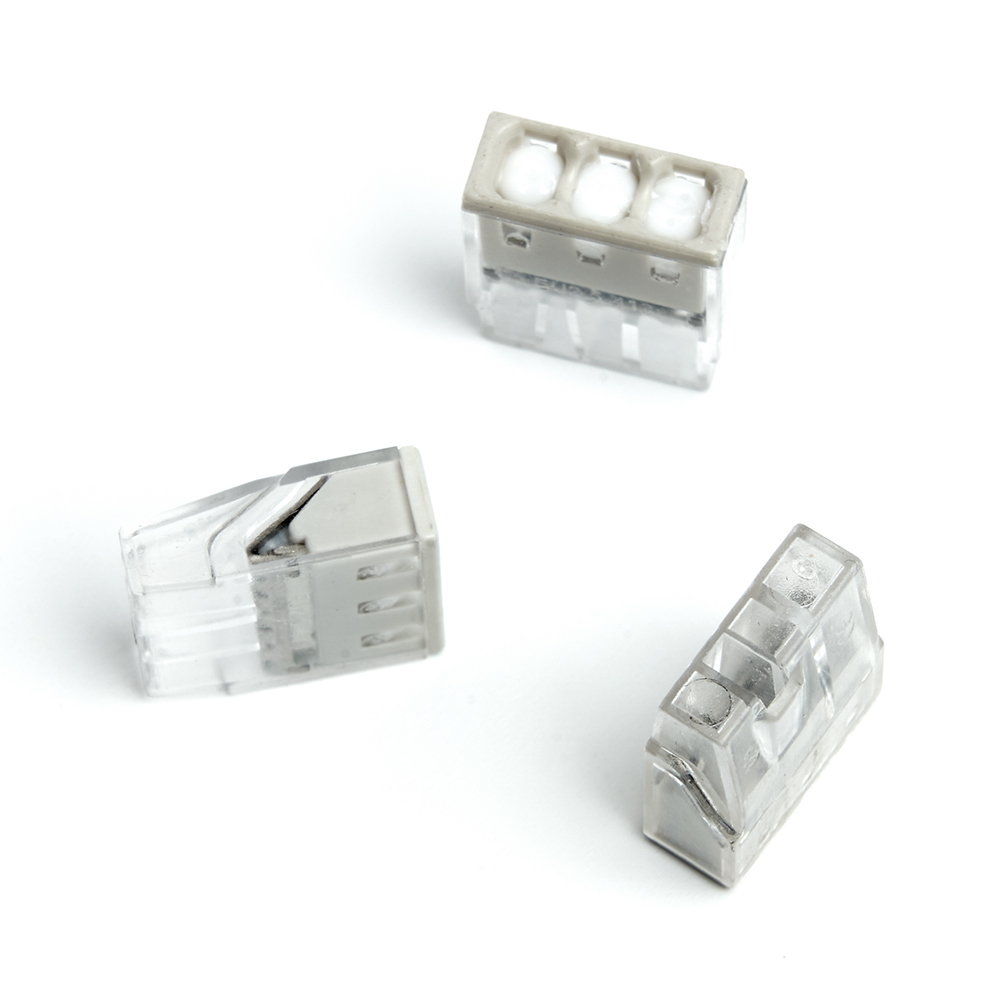 Клемма монтажная 3-проводная с пастой STEKKER  для 1-жильного проводника, LD2273-243