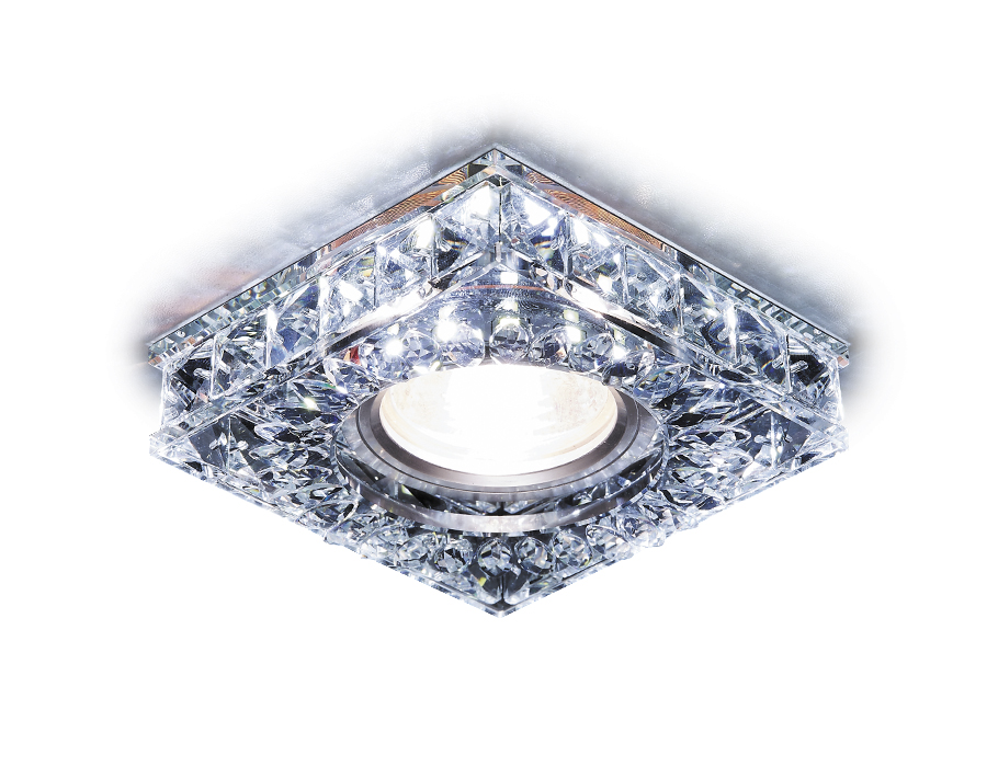 Встраиваемый светильник Ambrella S251 CH хром/прозрачный Хрусталь/MR16+3W(LED WHITE)