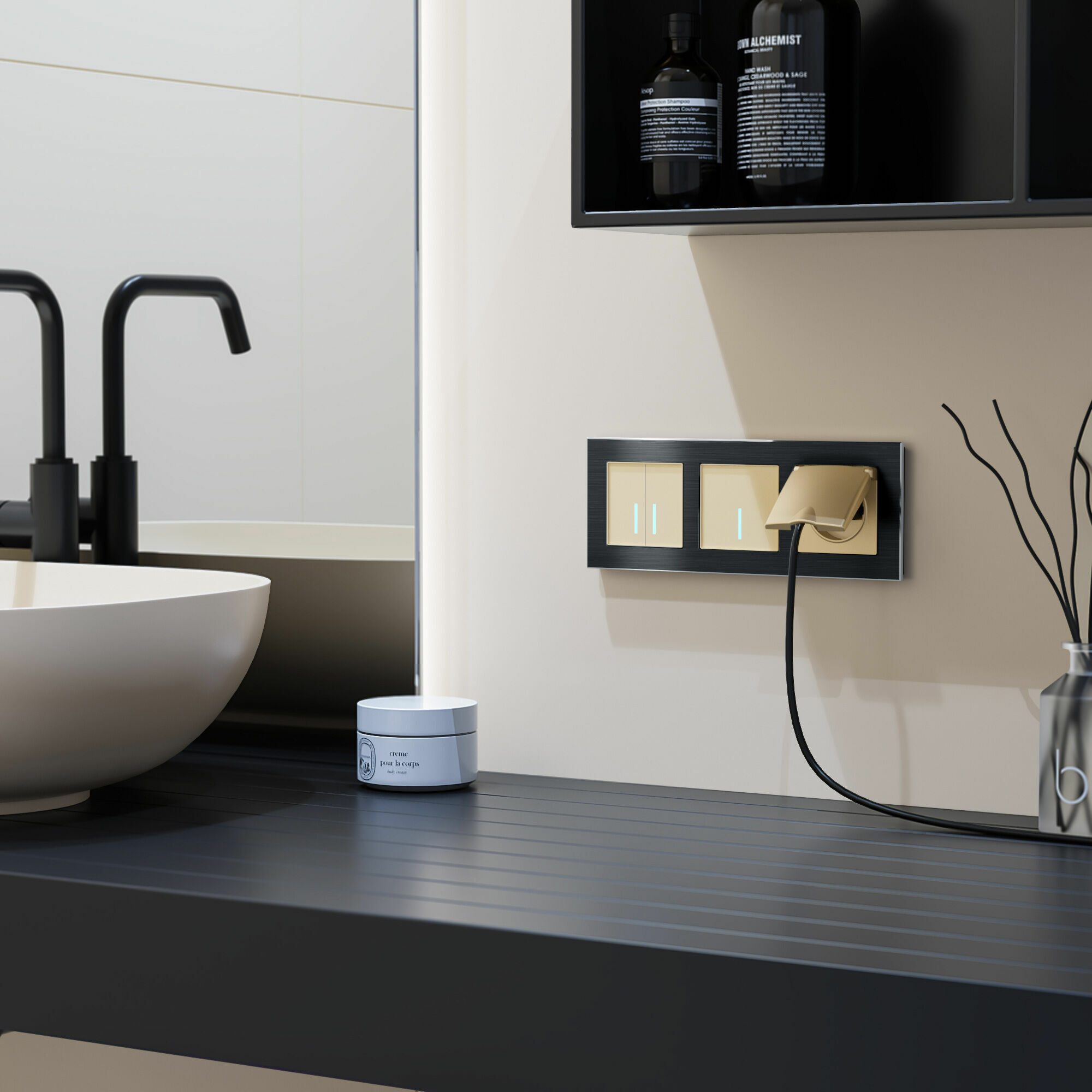 Сенсорный выключатель двухклавишный с подсветкой 1000 Вт Werkel (шампань) W4520011