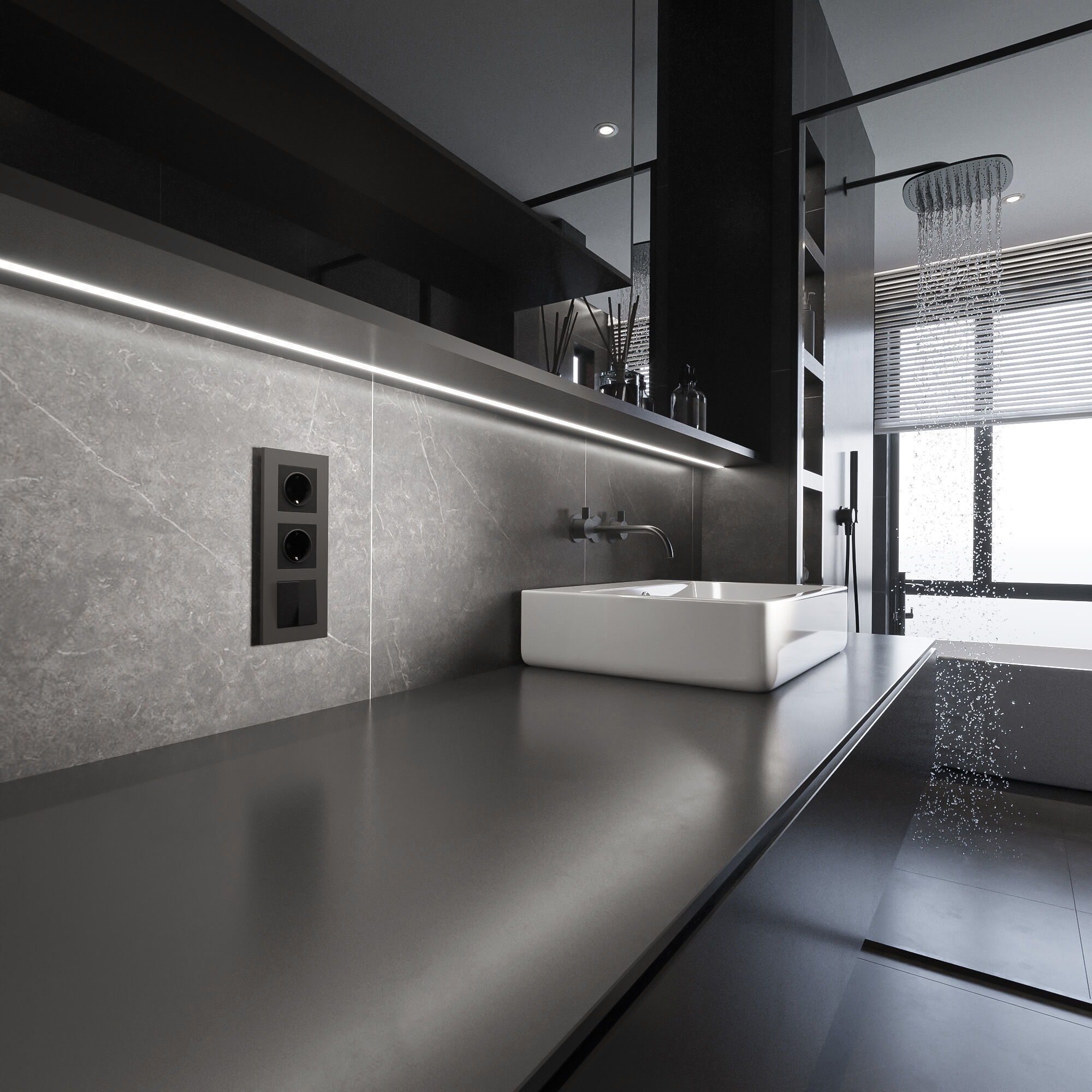 W0032963/ Рамка на 3 поста Slab (бронза софт)