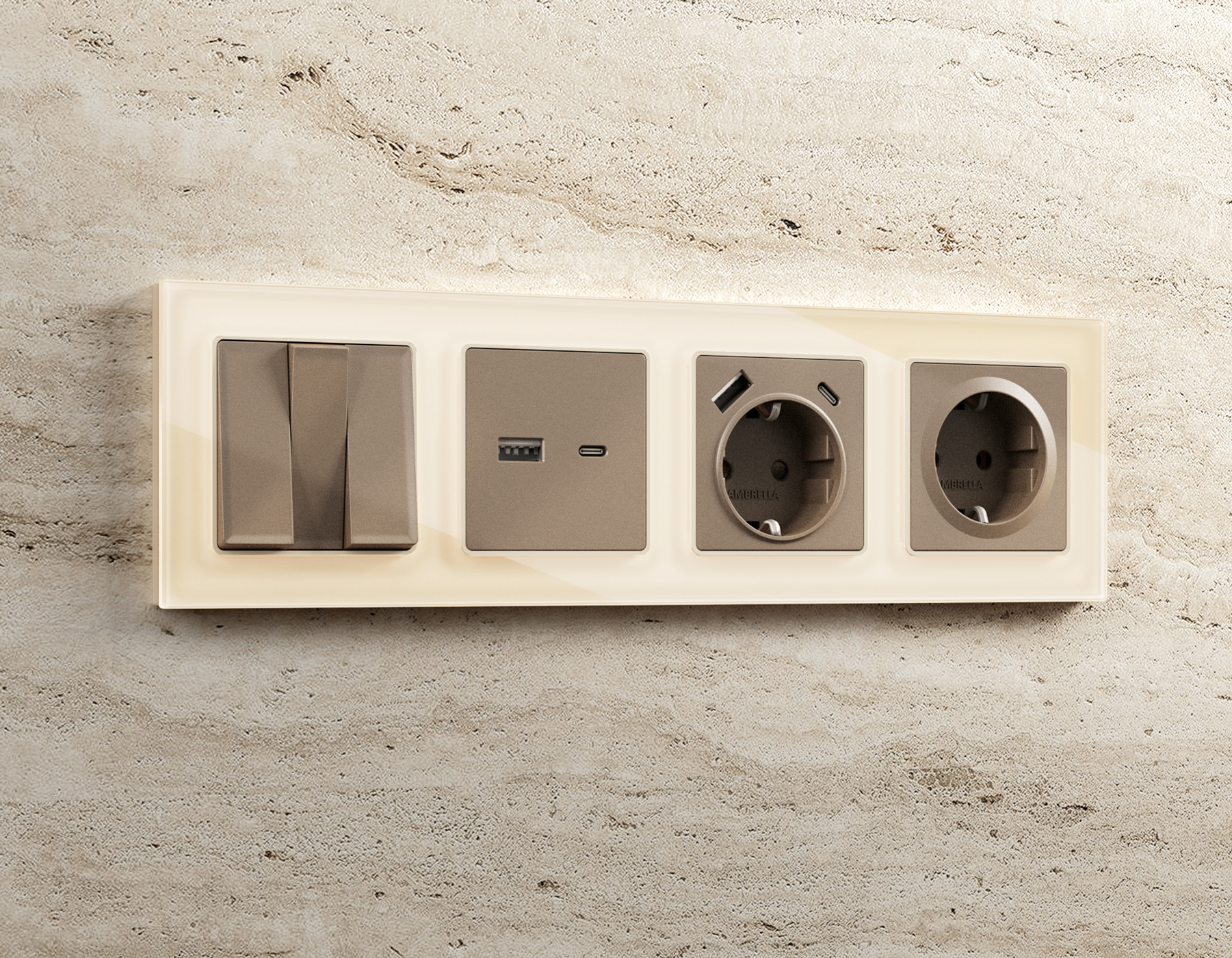 AF330301 Рамка ALFA Platos (Бежевый Стекло органическое) 1-ая