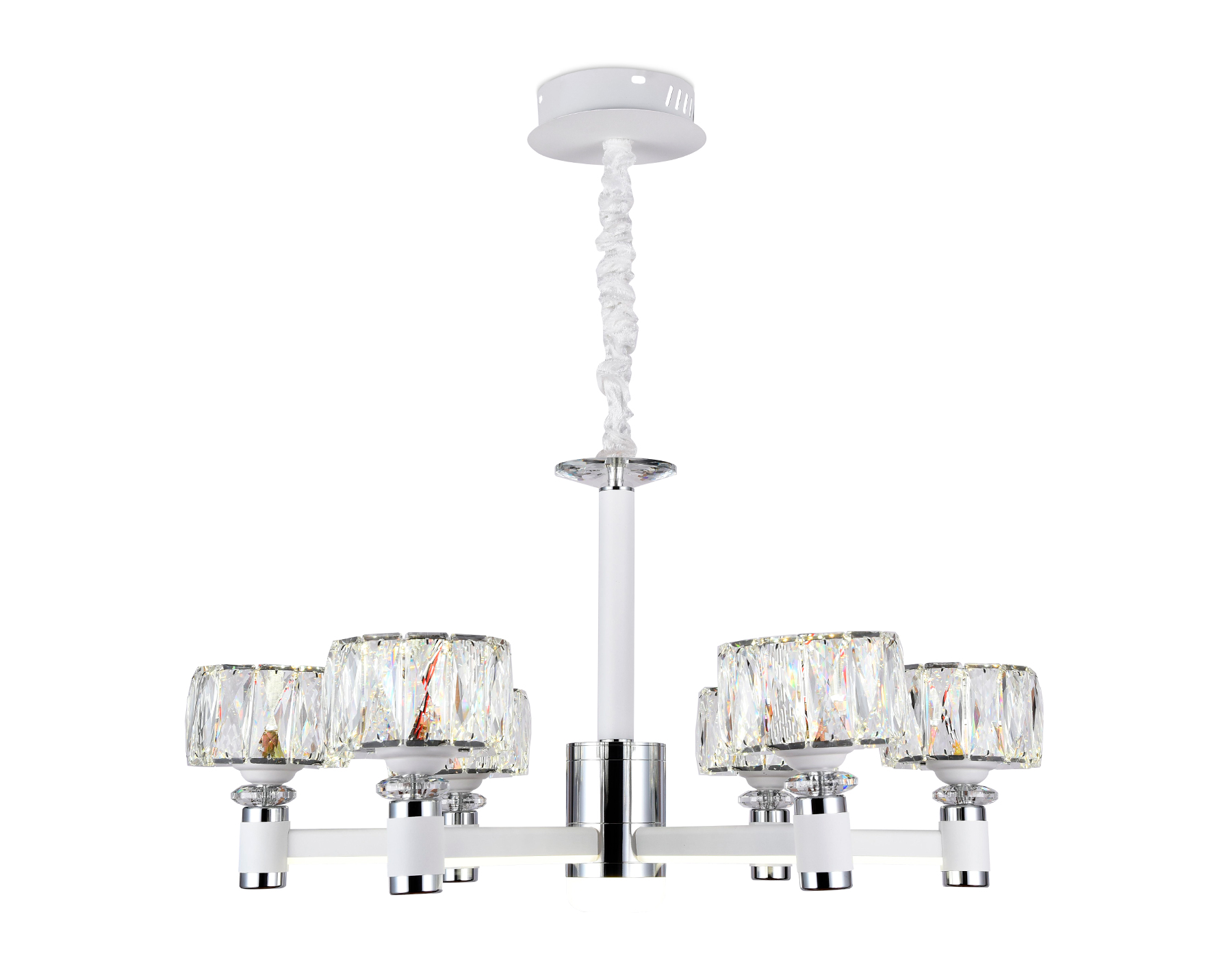 Подвесная светодиодная люстра Ambrella TR4518/6 WH/CH белый/хром 120W D730*370 (Без ПДУ)