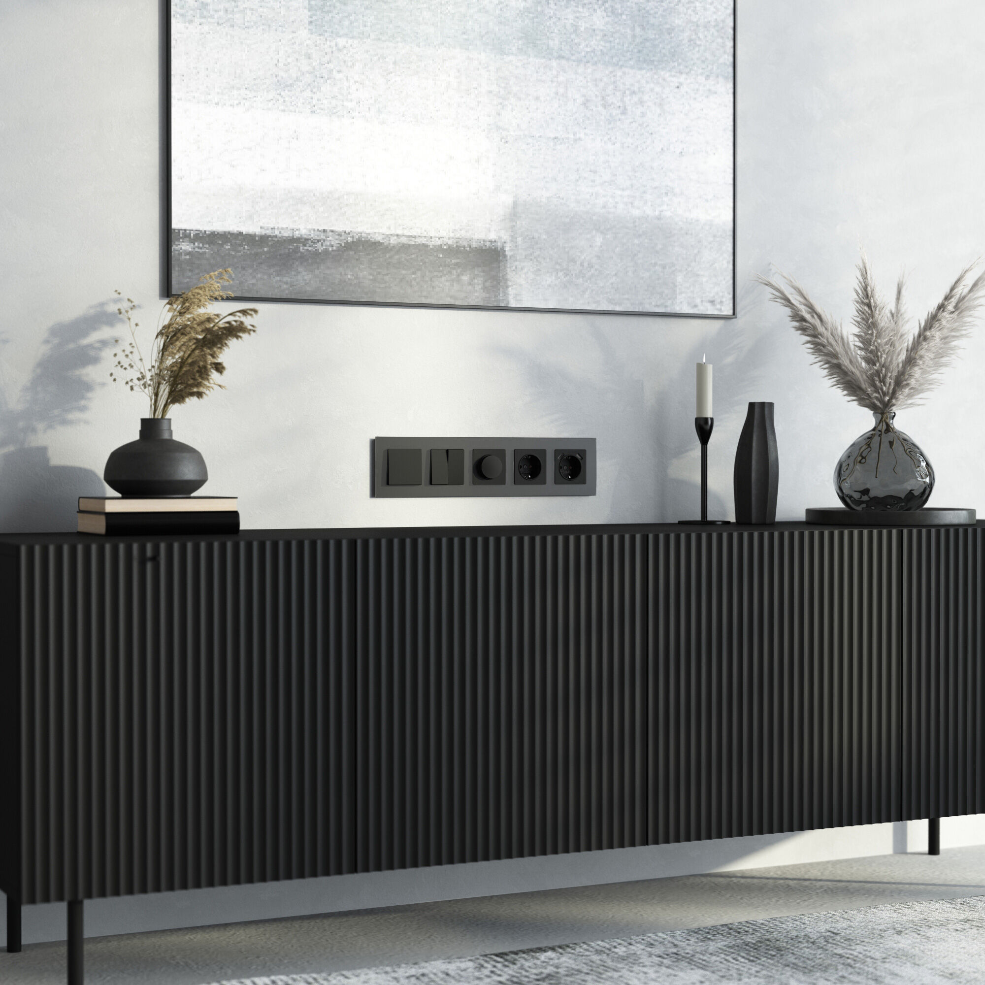 W0053108/ Рамка на 5 постов Senso (черный, стекло soft-touch) W0053108