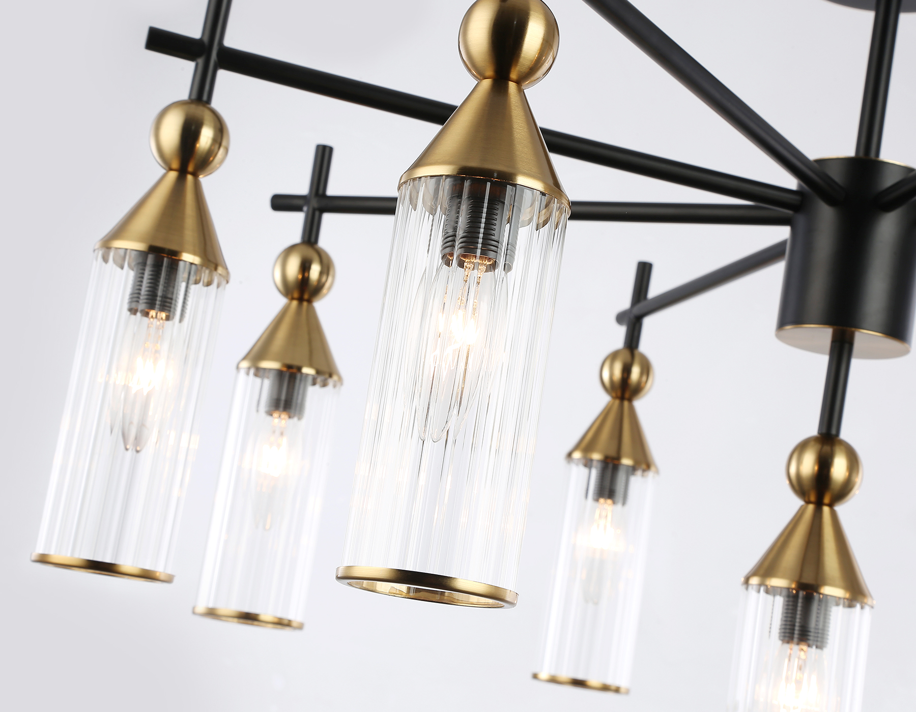 LH55258/9 BK/BS/CL черный/латунь/прозрачный E14*9 max 40W D770*530