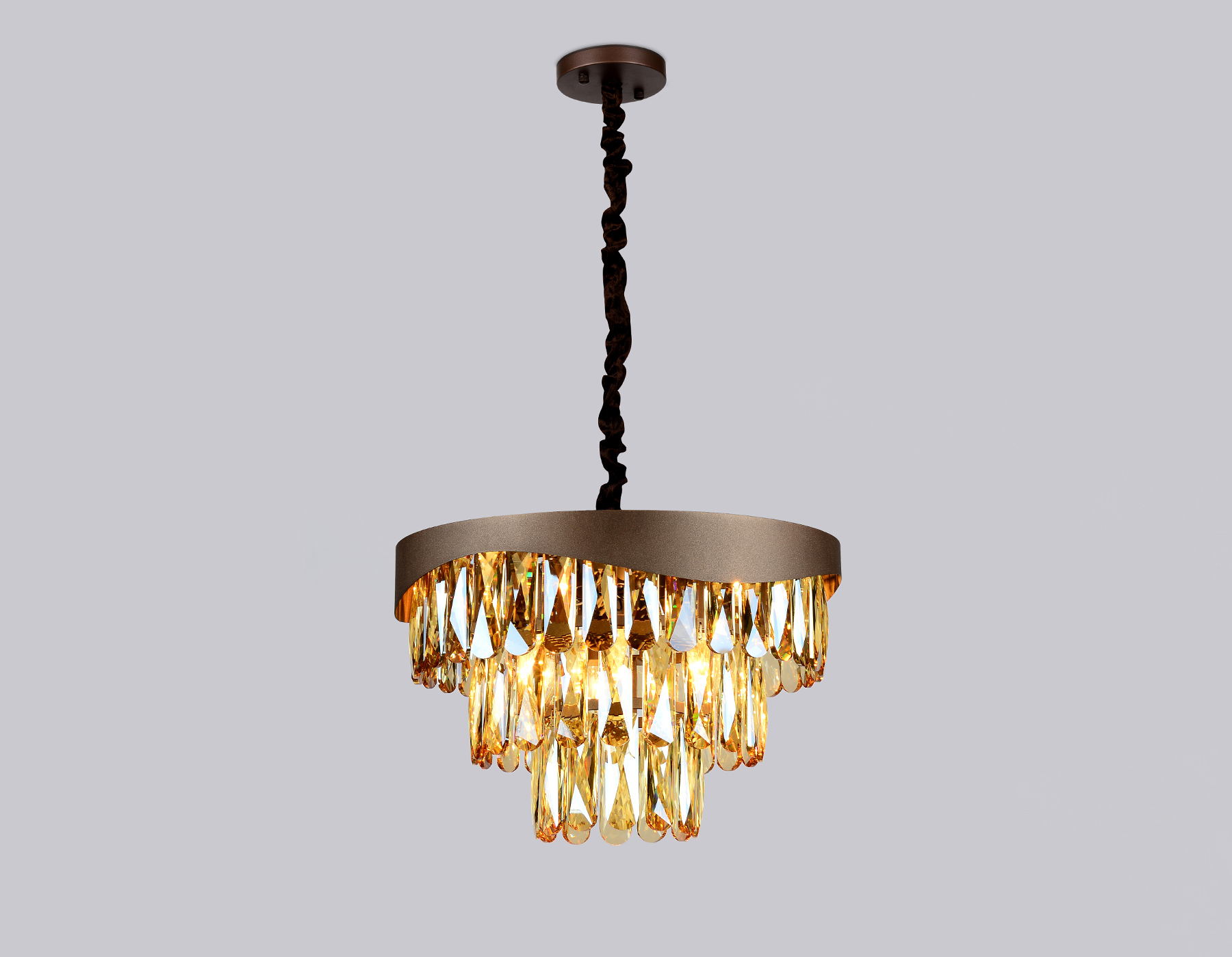 Подвесная люстра с хрусталем  Ambrella TR5081 CF/TI кофе/янтарь E14/6 max 40W