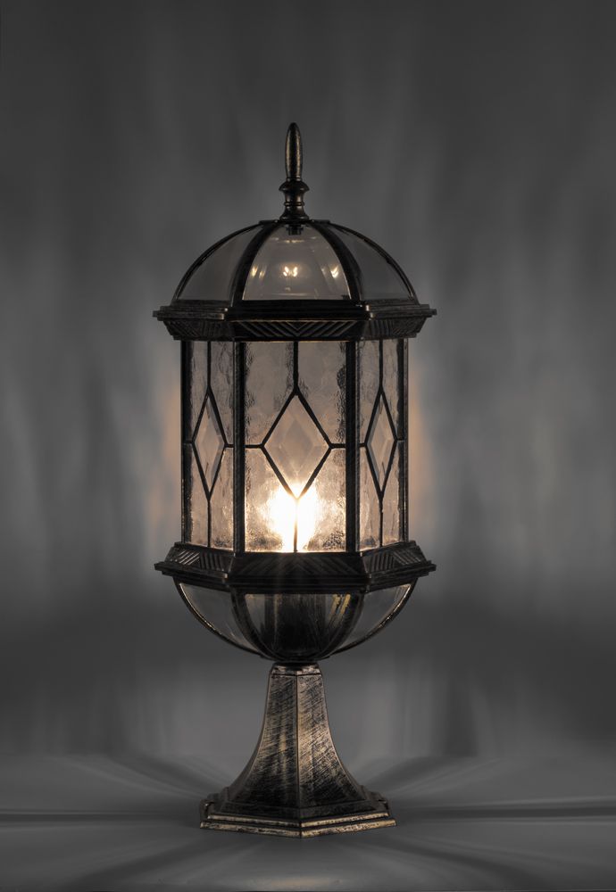 Светильник садово-парковый Feron PL171 шестигранный на постамент 60W E27 230V, черное золото