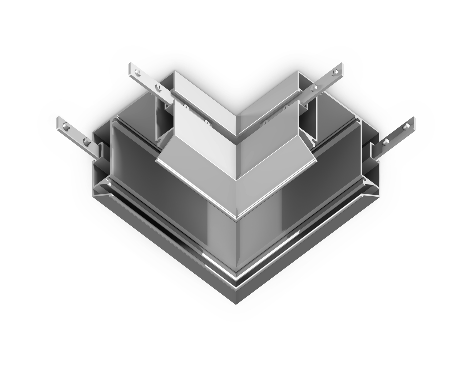 GL1043 BK черный коннектор угловой для корпуса в натяжной потолок Magnetic 220V 100*100*61