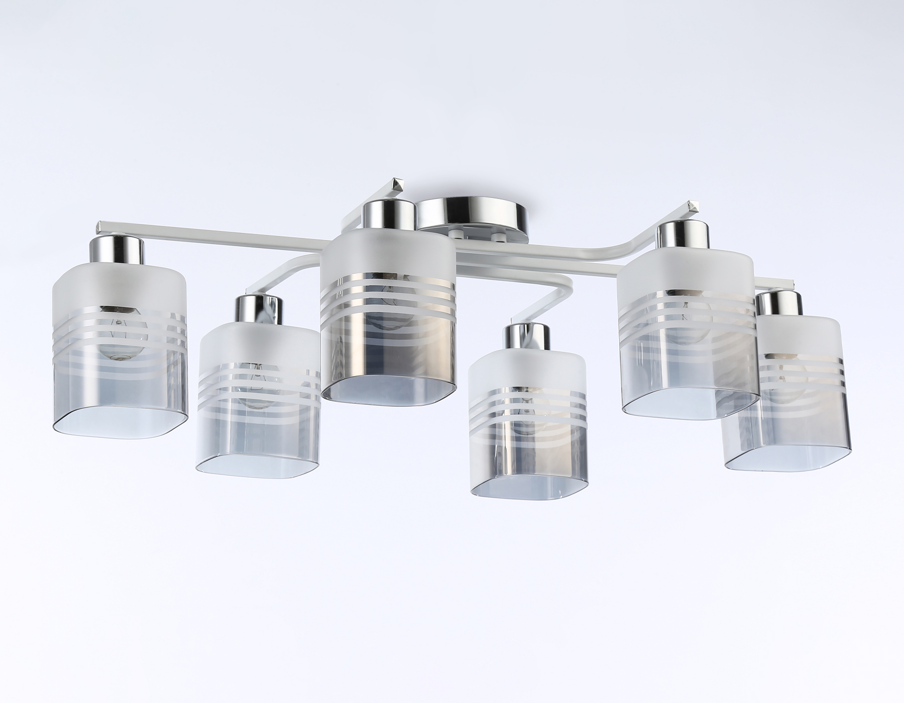 Потолочный светильник TR303207/6 WH/CH/SM/FR белый/хром/дымчатый/белый матовый E27*6 max 60W 710*400*200