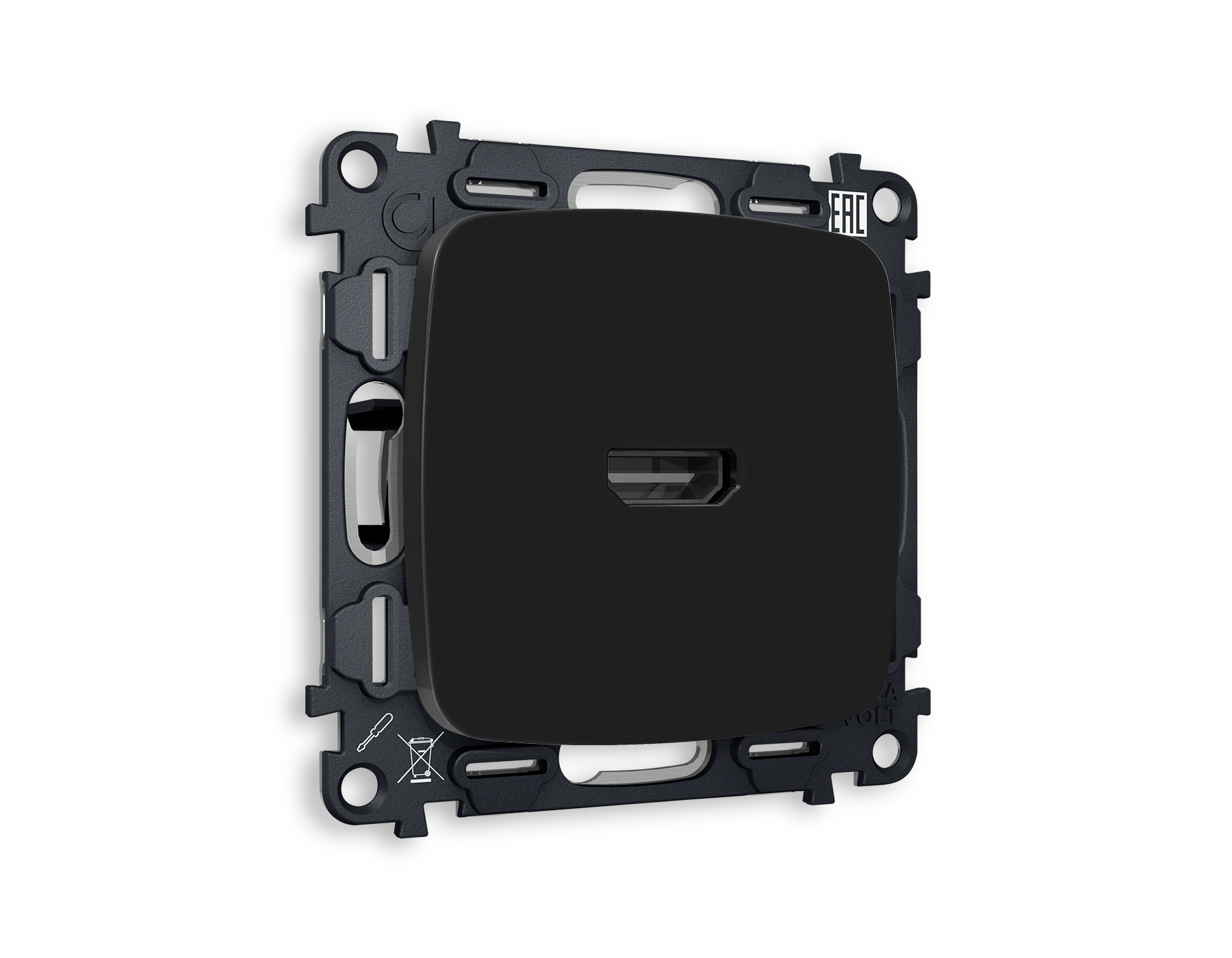 MO814010 Комплект механизма розетки HDMI 2.0 OMEGA Черный матовый 40V/500mA 2.0GHz 5-18Gbit/s QUANT (OP8140, VM222)