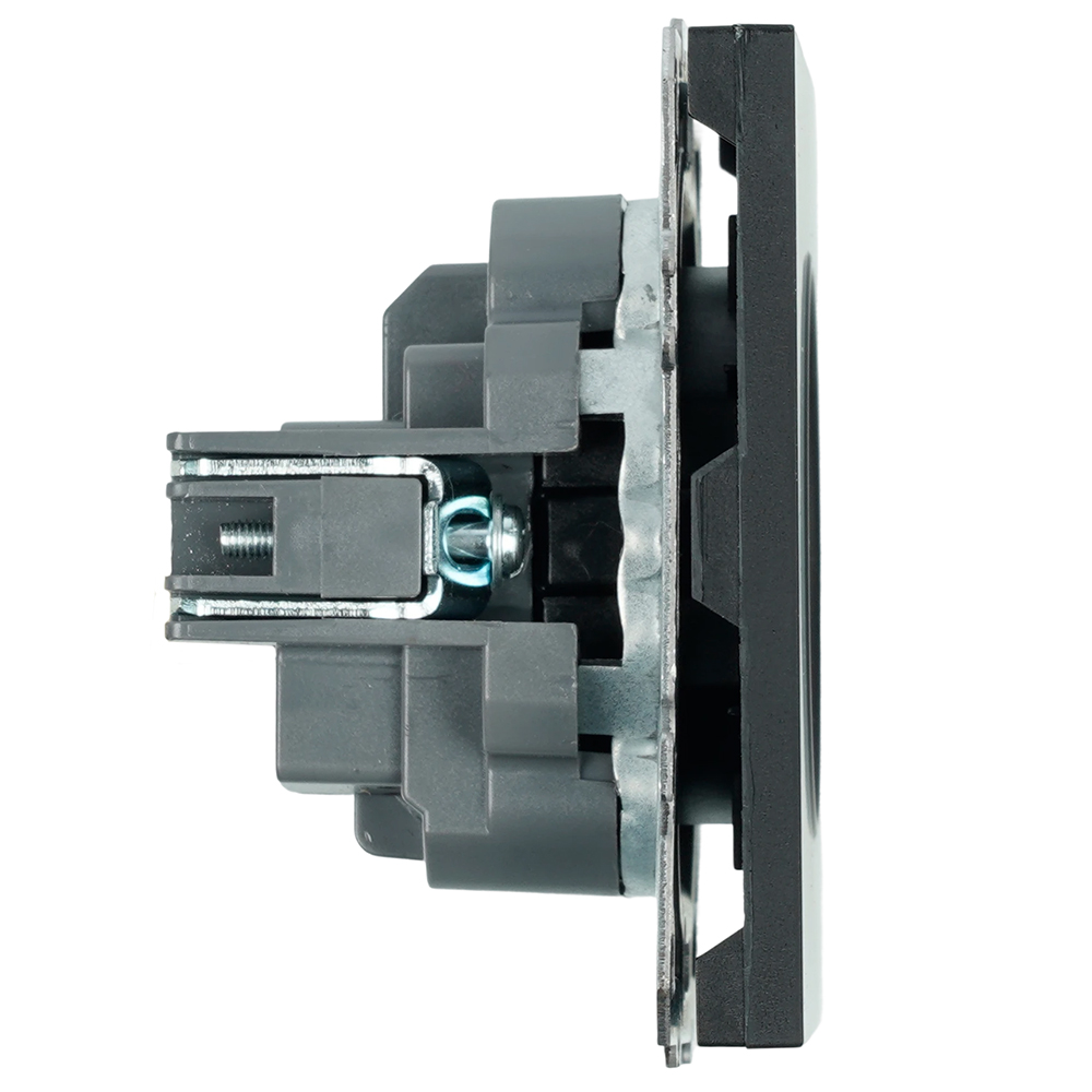 Розетка 1-местная с з/ш, с/з (механизм), СЗК, STEKKER, 250В, 16А, серия Эмили, RST16-5110-05ZK, черный уголь, soft touch