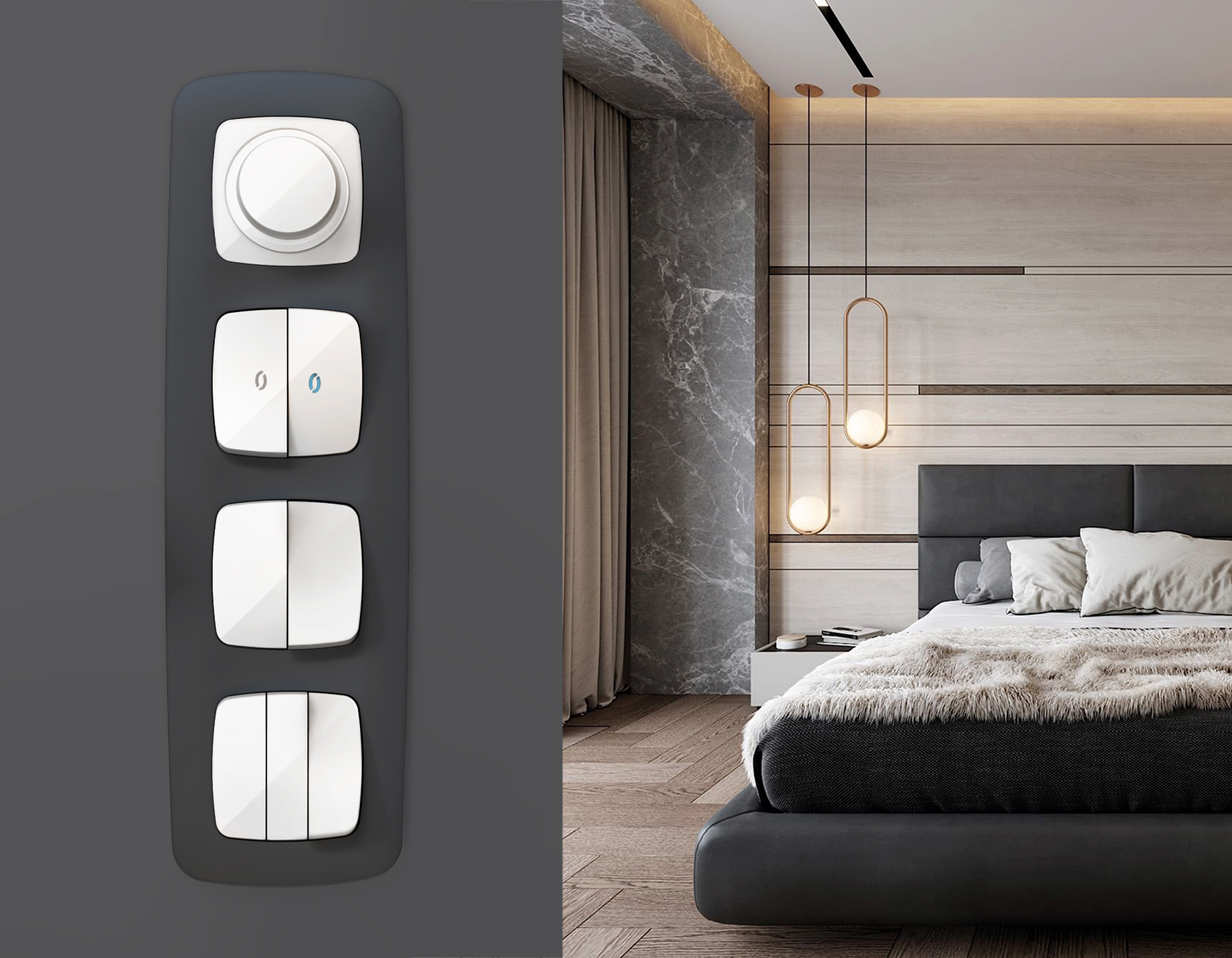 OP1055 Лицевая панель OMEGA (Белый глянец) для светорегулятора универсального QUANT