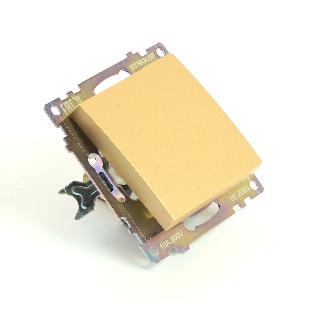 Переключатель 1-клавишный (механизм), STEKKER, GLS10-7105-08, 250В, 10А, серия Катрин, золото