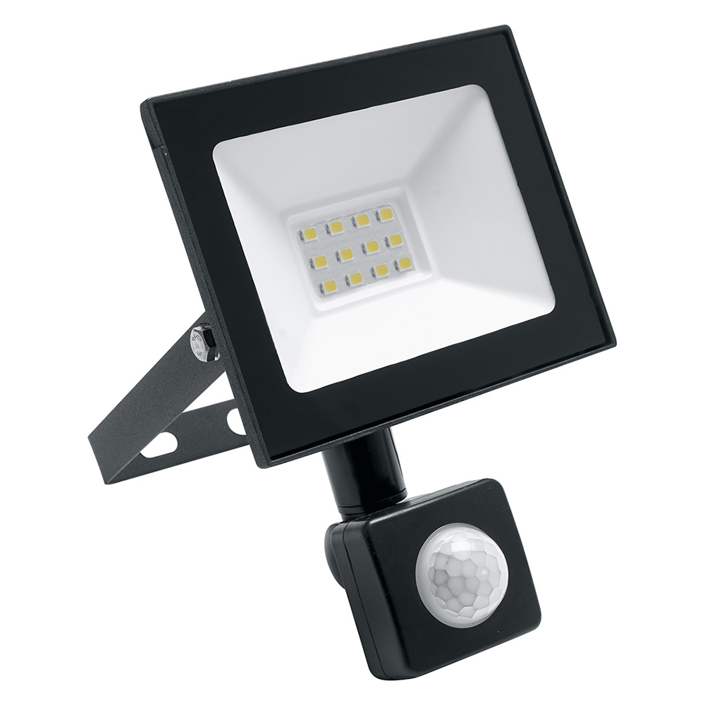 Светодиодный прожектор SAFFIT SFL80-20 IP65 20W 6400K с датчиком движения, черный, 29522