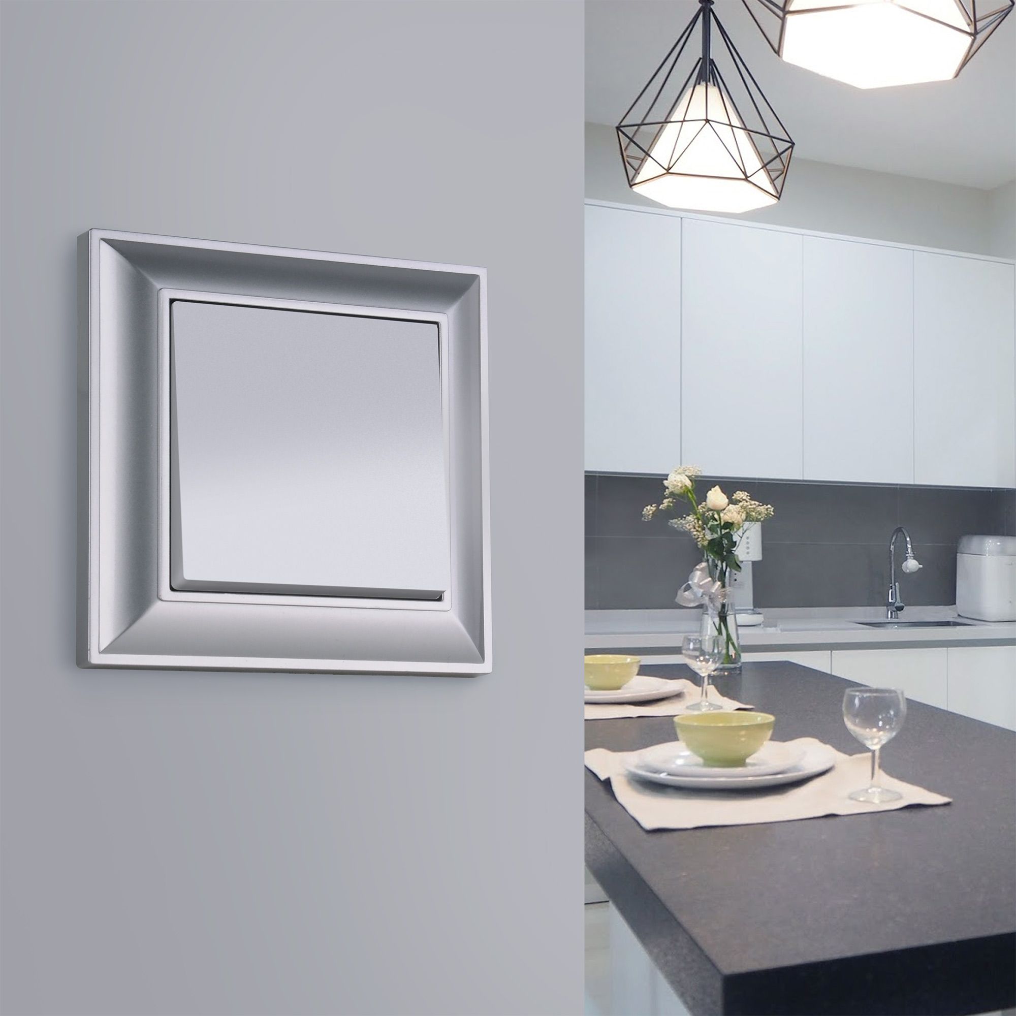 Выключатель одноклавишный WERKEL (серебряный) WL06-SW-1G / W1110006 / a029820