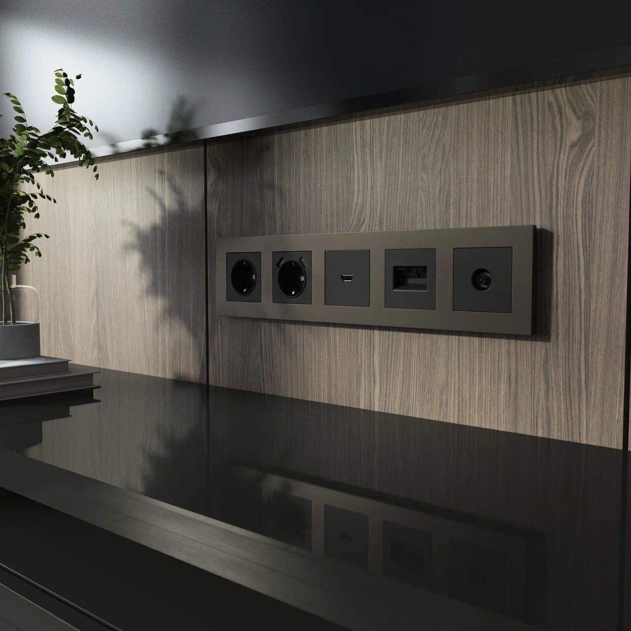 Рамка на 5 постов Slab (бронза софт) W0052963