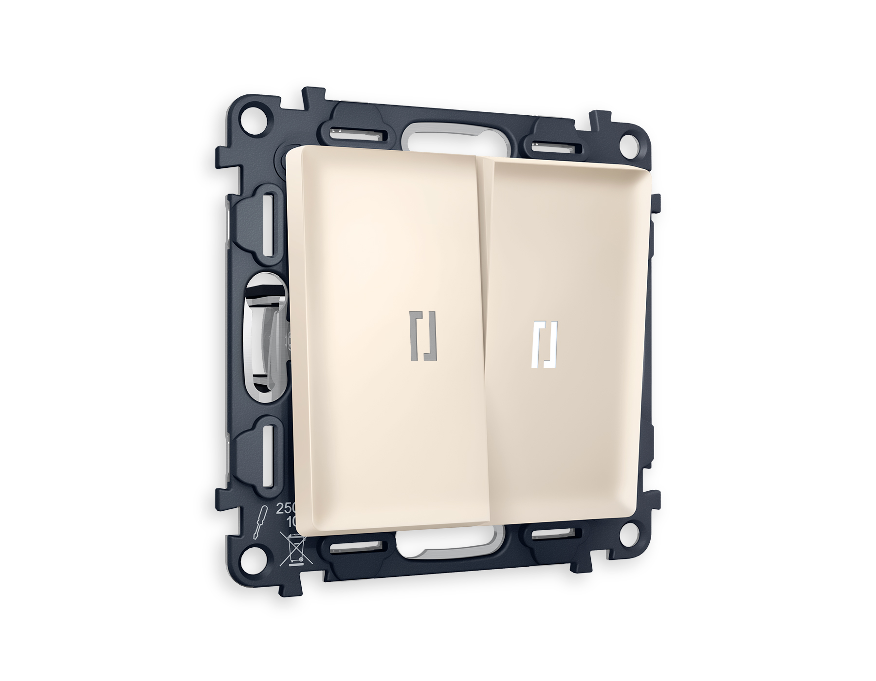 MA324035 Комплект механизма 2-кл проходного выключателя с подсветкой 5600K ALFA Бежевый матовый QUANT (AP3240, VM120, G25W)