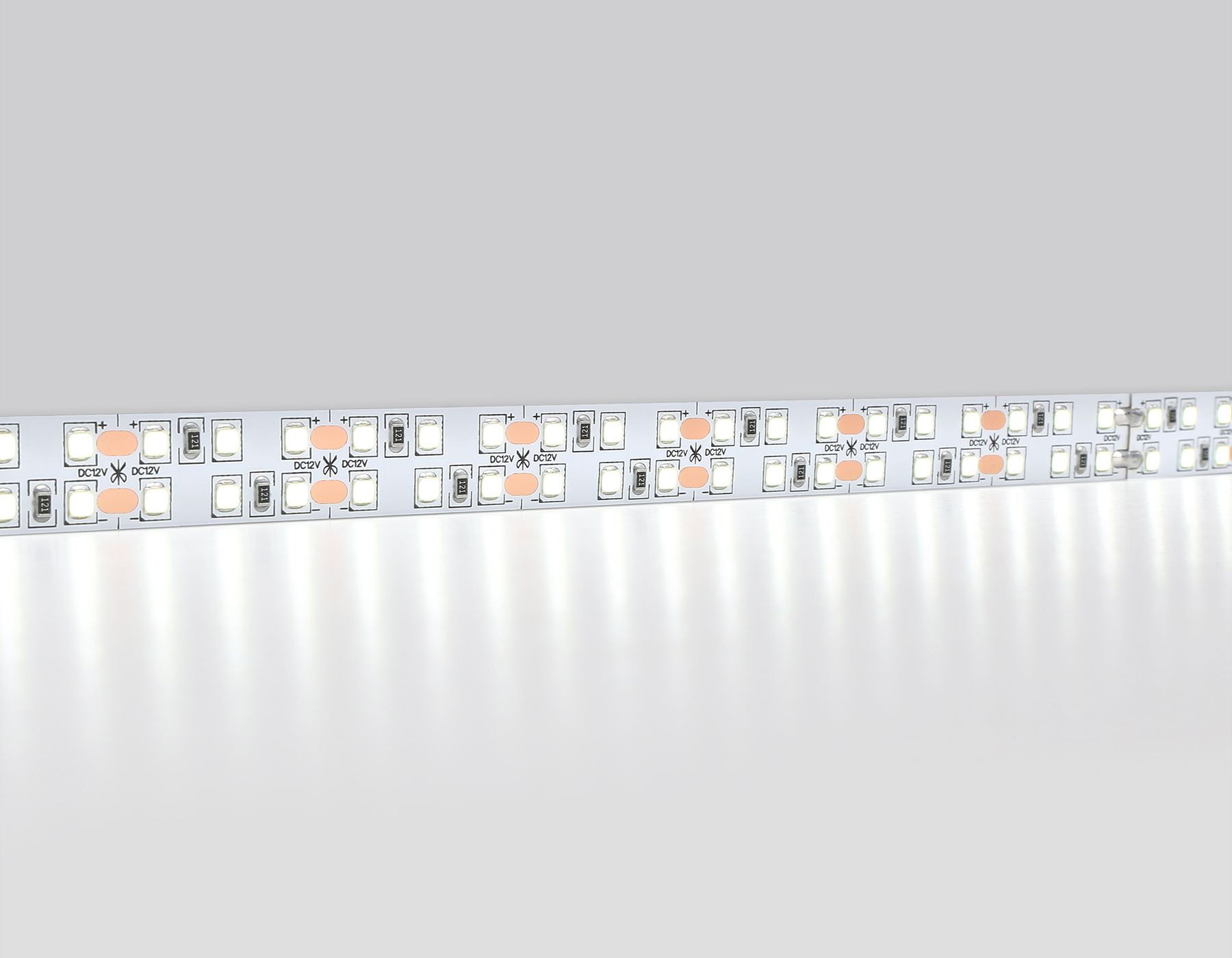 GS1703 2835 240Led/ 24W m/ 12V IP20 6500K/ 5000*10*1.2mm (2 конт.)
