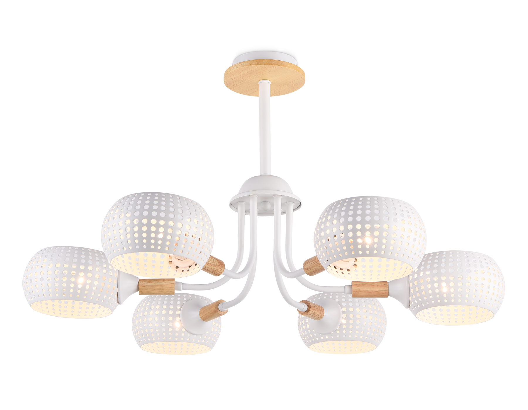 Светильник подвесной Ambrella TR80166/6 WH/LWD белый/светлое дерево E14/6 max 40W D690*370